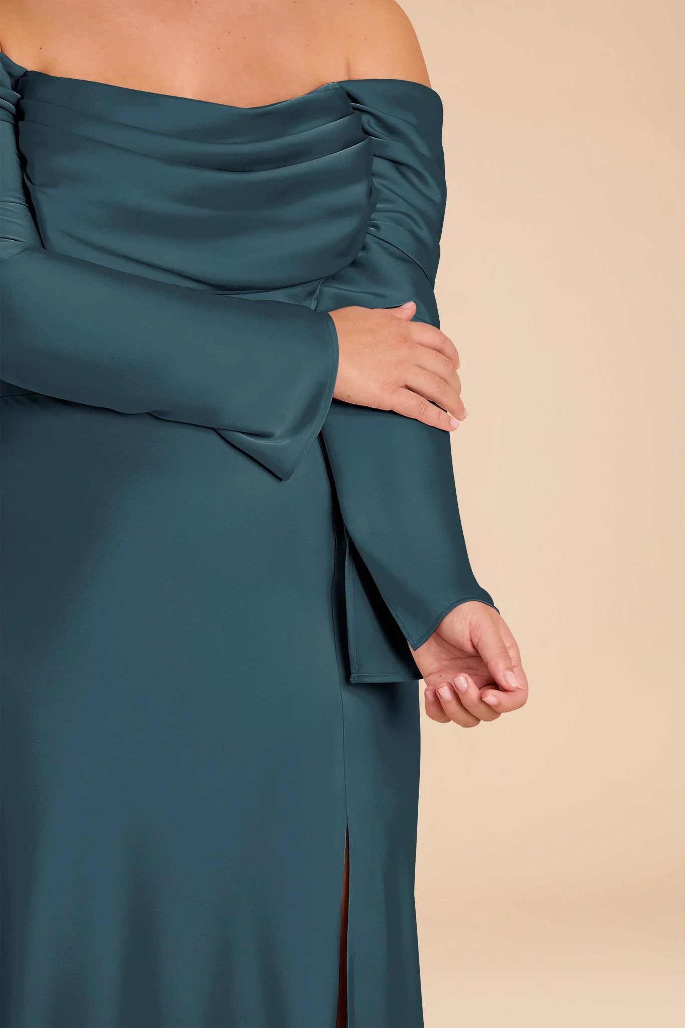 Maya Matte Satin Dress - Dark Teal - Image 8