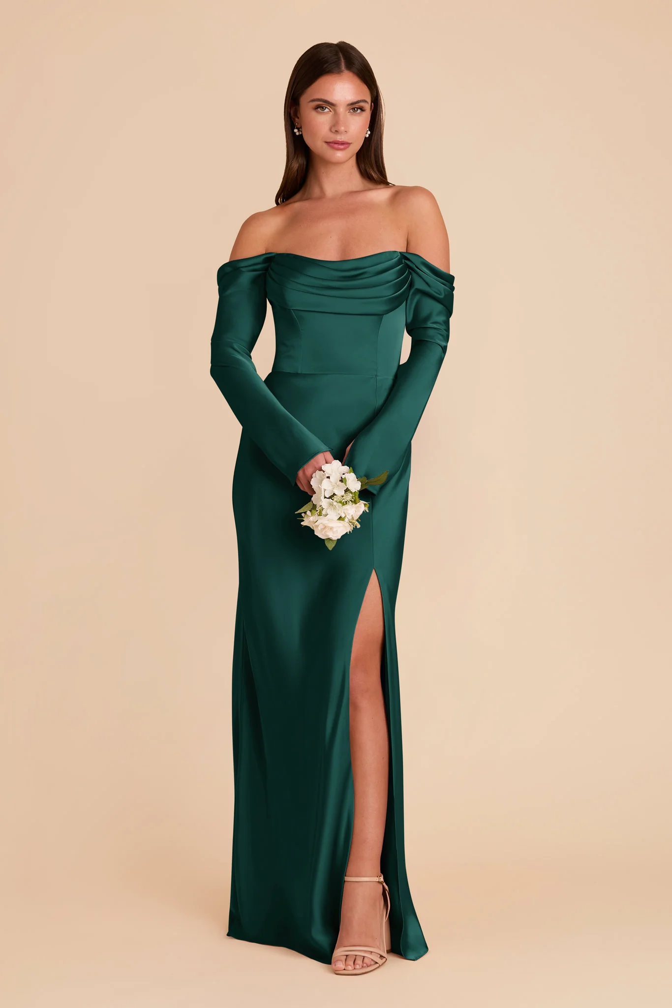 Maya Matte Satin Dress - Emerald