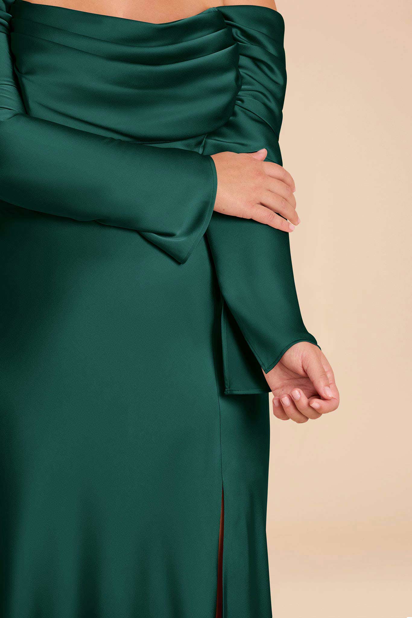 Maya Matte Satin Dress - Emerald - Image 10