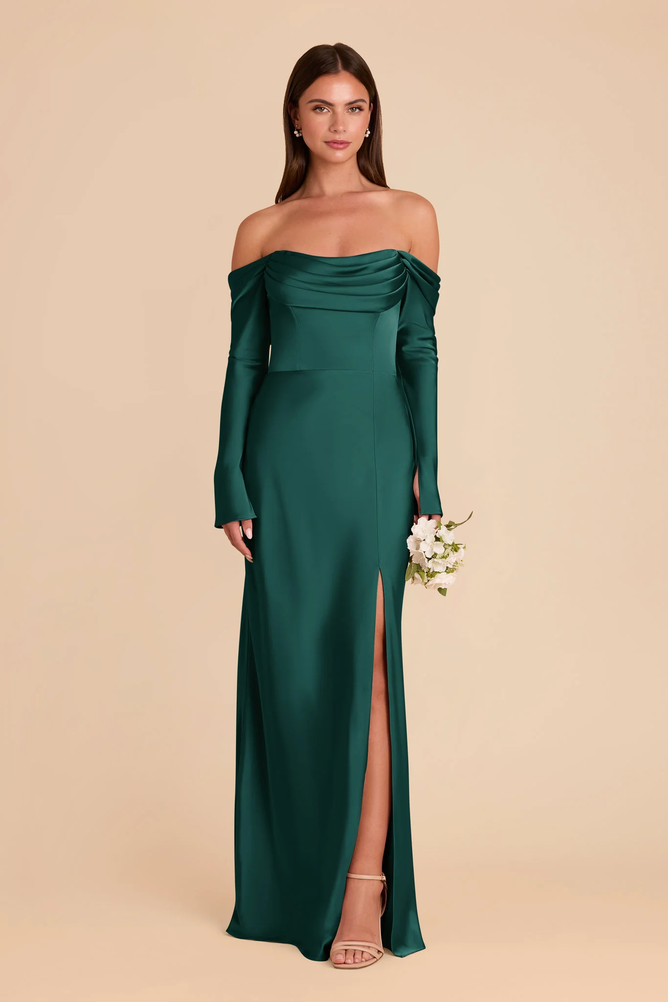Maya Matte Satin Dress - Emerald - Image 3