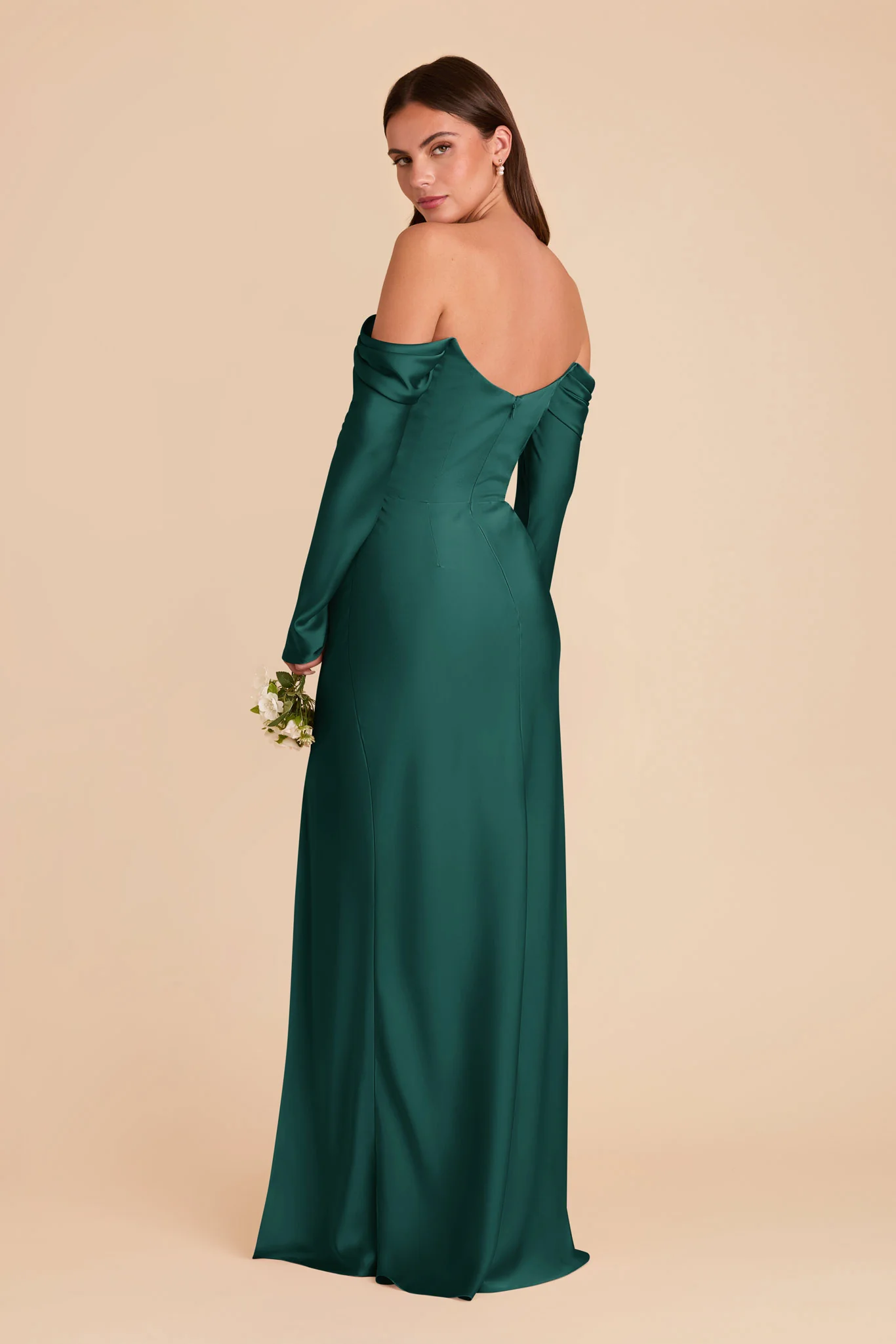 Maya Matte Satin Dress - Emerald - Image 4