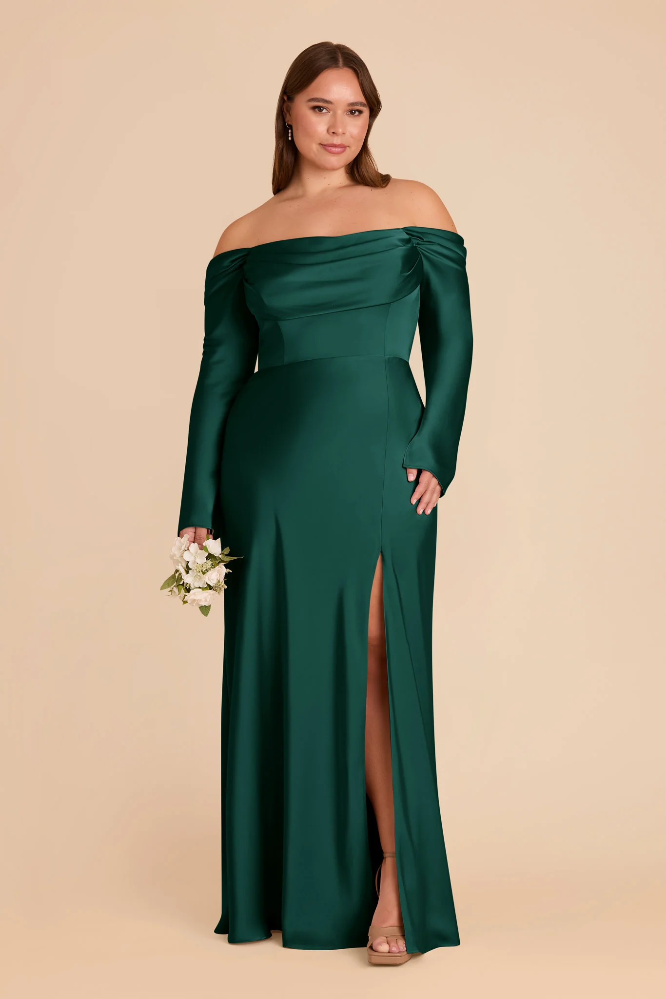 Maya Matte Satin Dress - Emerald - Image 7