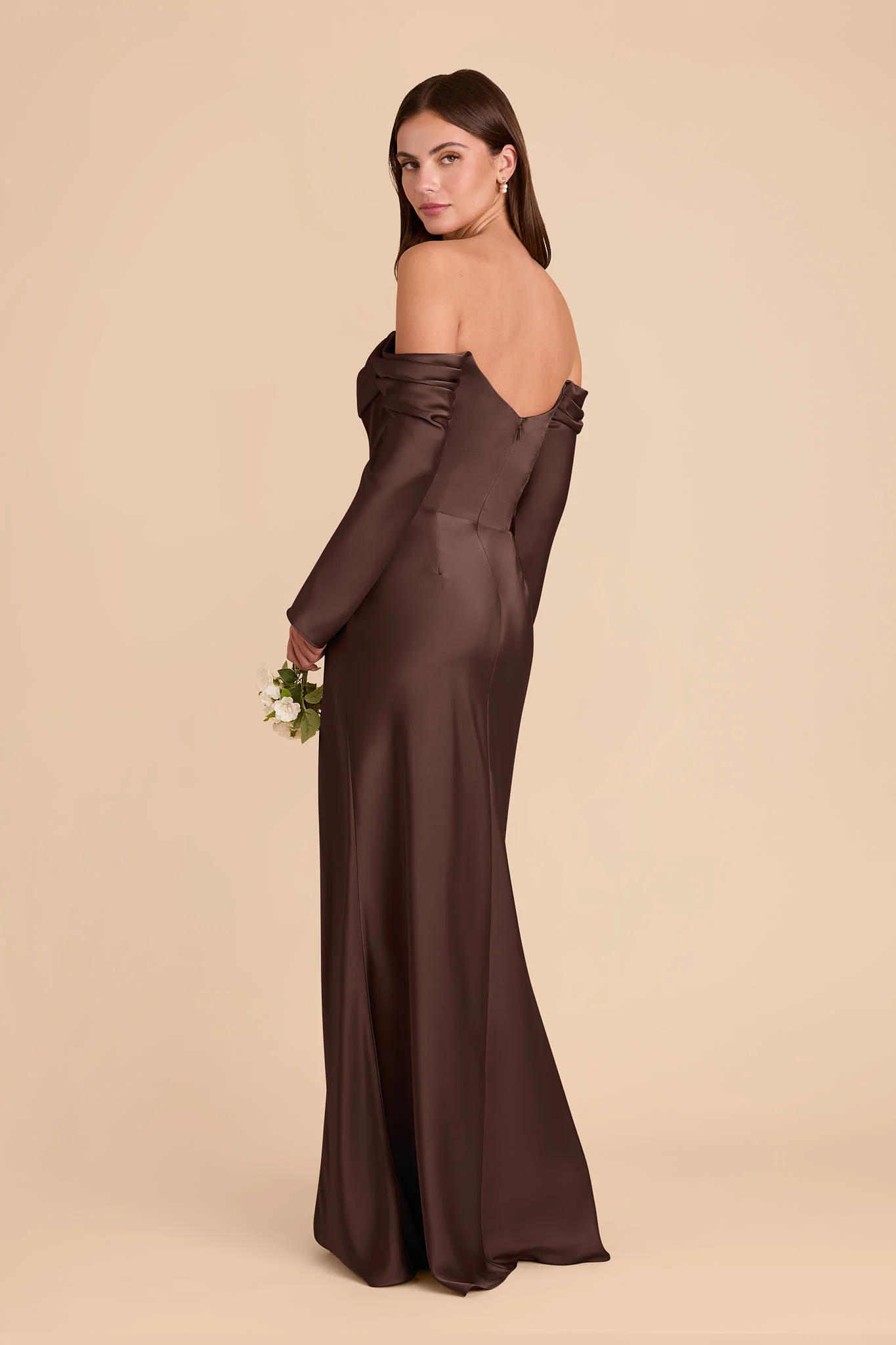Maya Matte Satin Dress - Espresso - Image 3