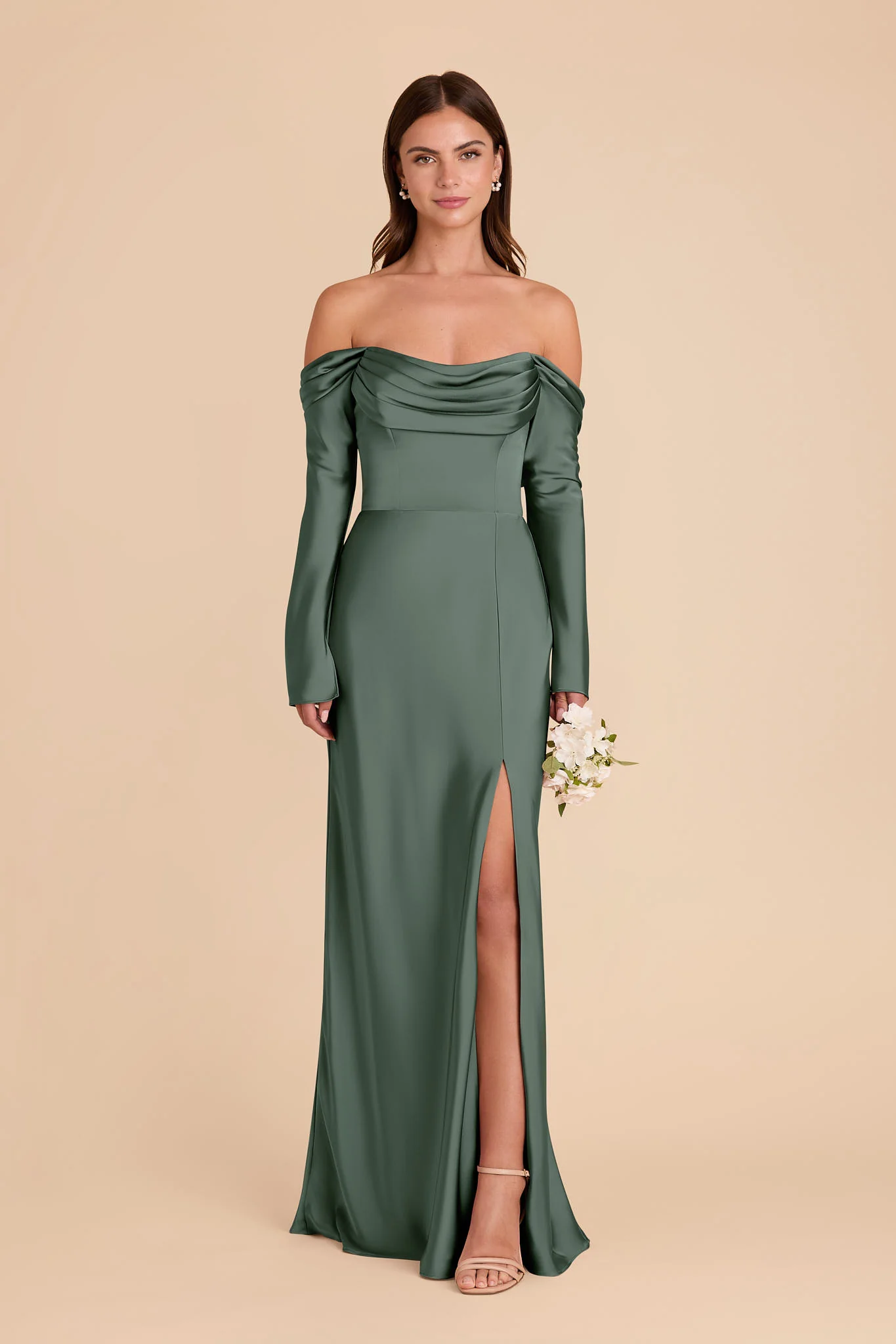 Maya Matte Satin Dress - Eucalyptus