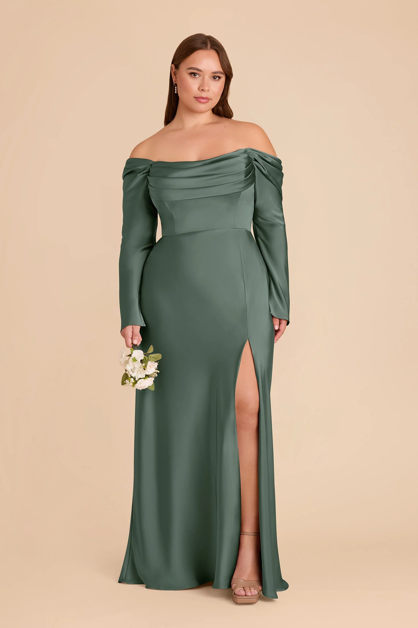 Maya Matte Satin Dress - Eucalyptus - Image 2