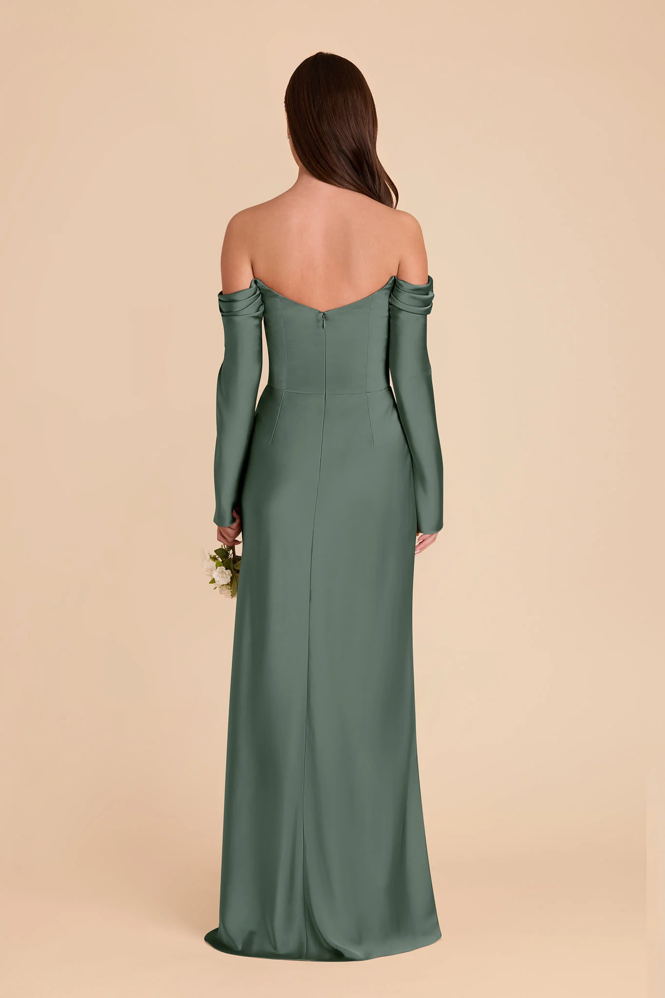 Maya Matte Satin Dress - Eucalyptus - Image 3