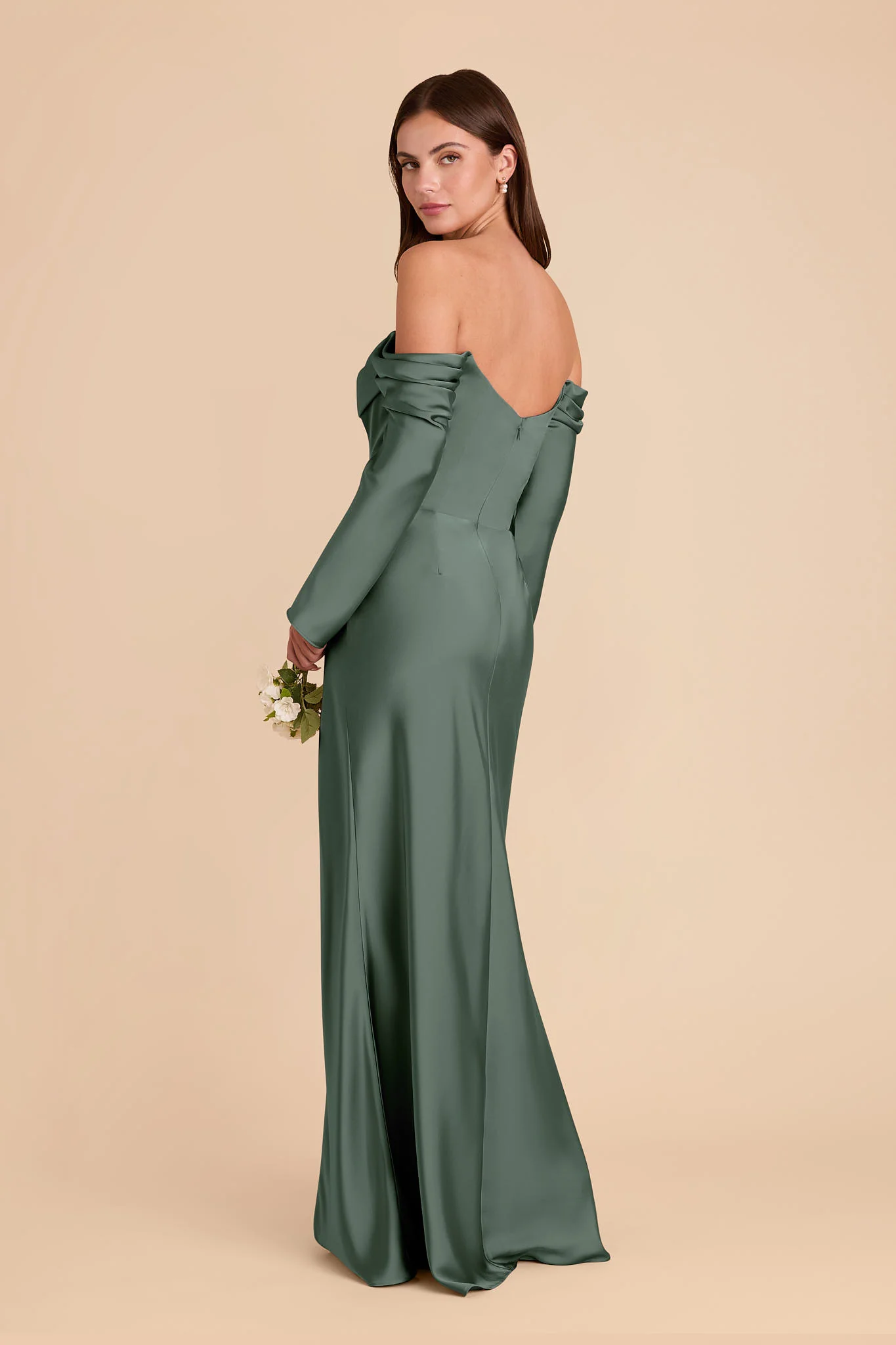 Maya Matte Satin Dress - Eucalyptus - Image 4
