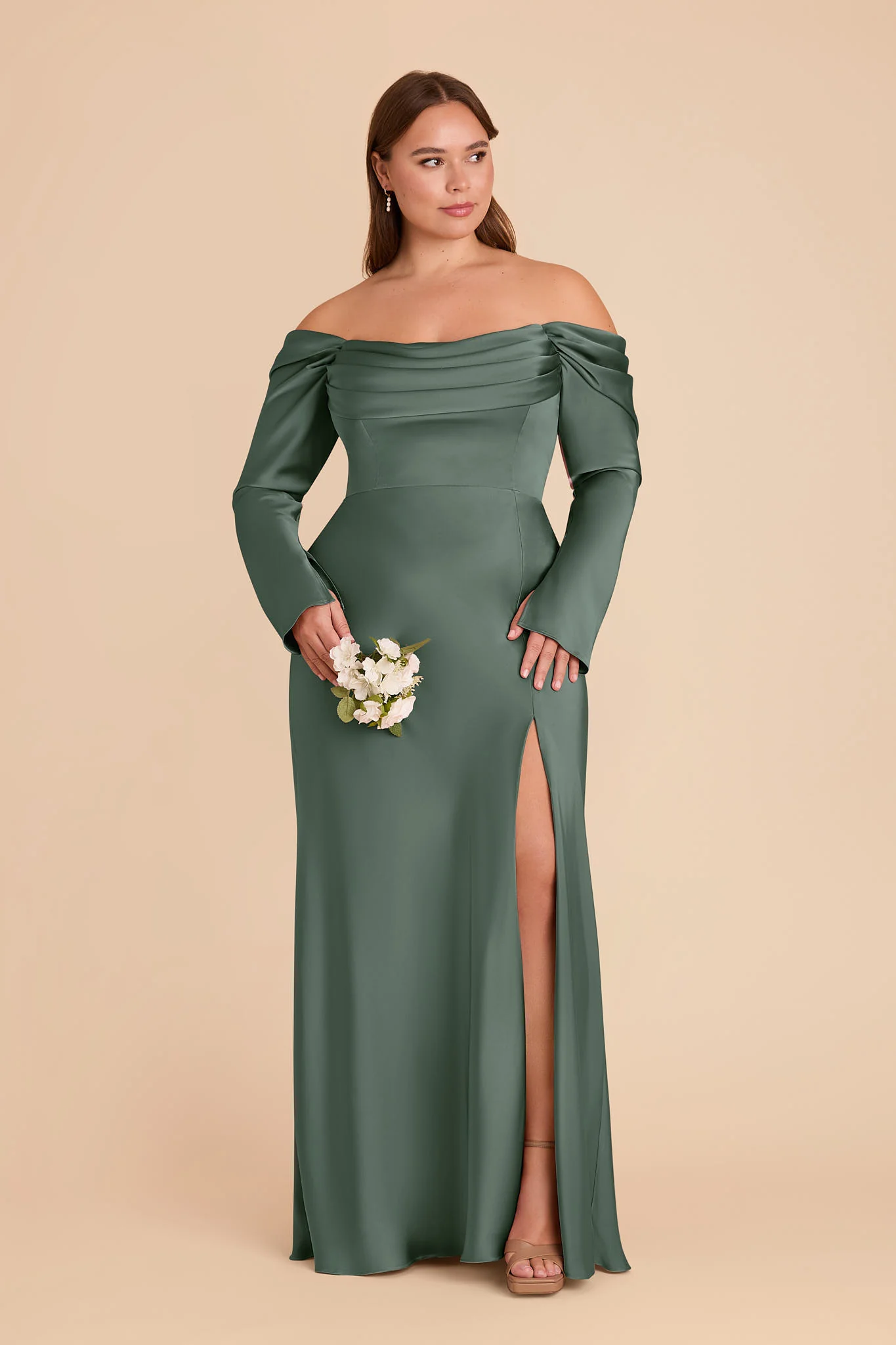 Maya Matte Satin Dress - Eucalyptus - Image 5