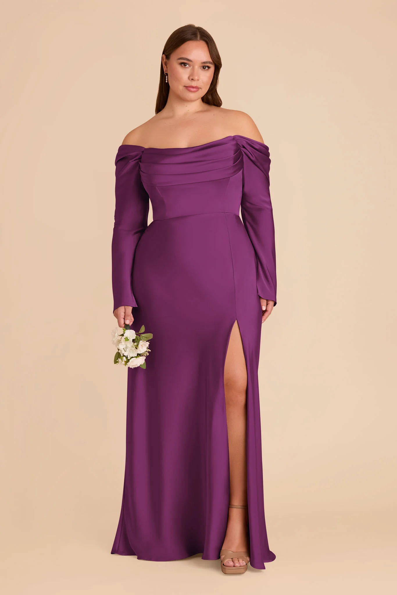 Maya Matte Satin Dress - Fig - Image 2