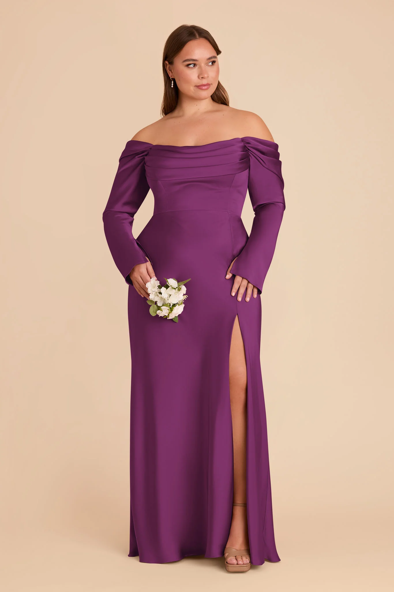 Maya Matte Satin Dress - Fig - Image 8