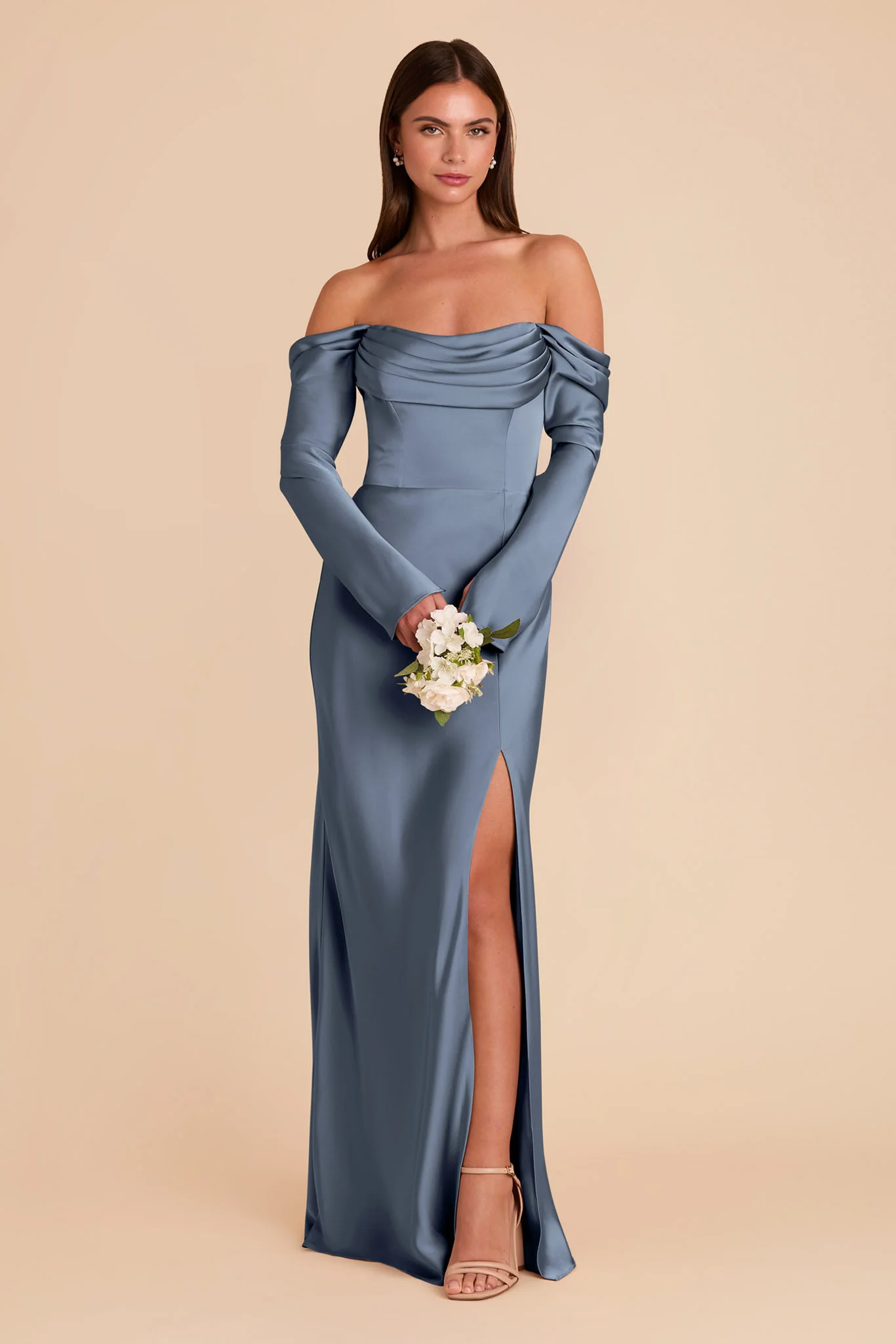 Maya Matte Satin Dress - French Blue - Image 4
