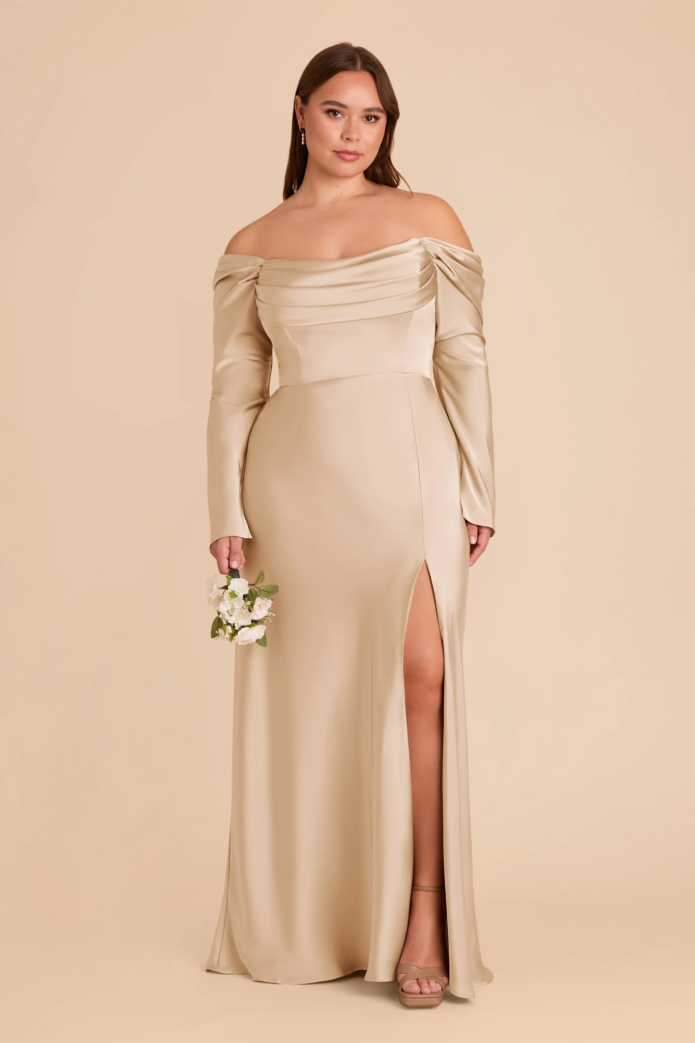 Maya Matte Satin Dress - Gold - Image 2
