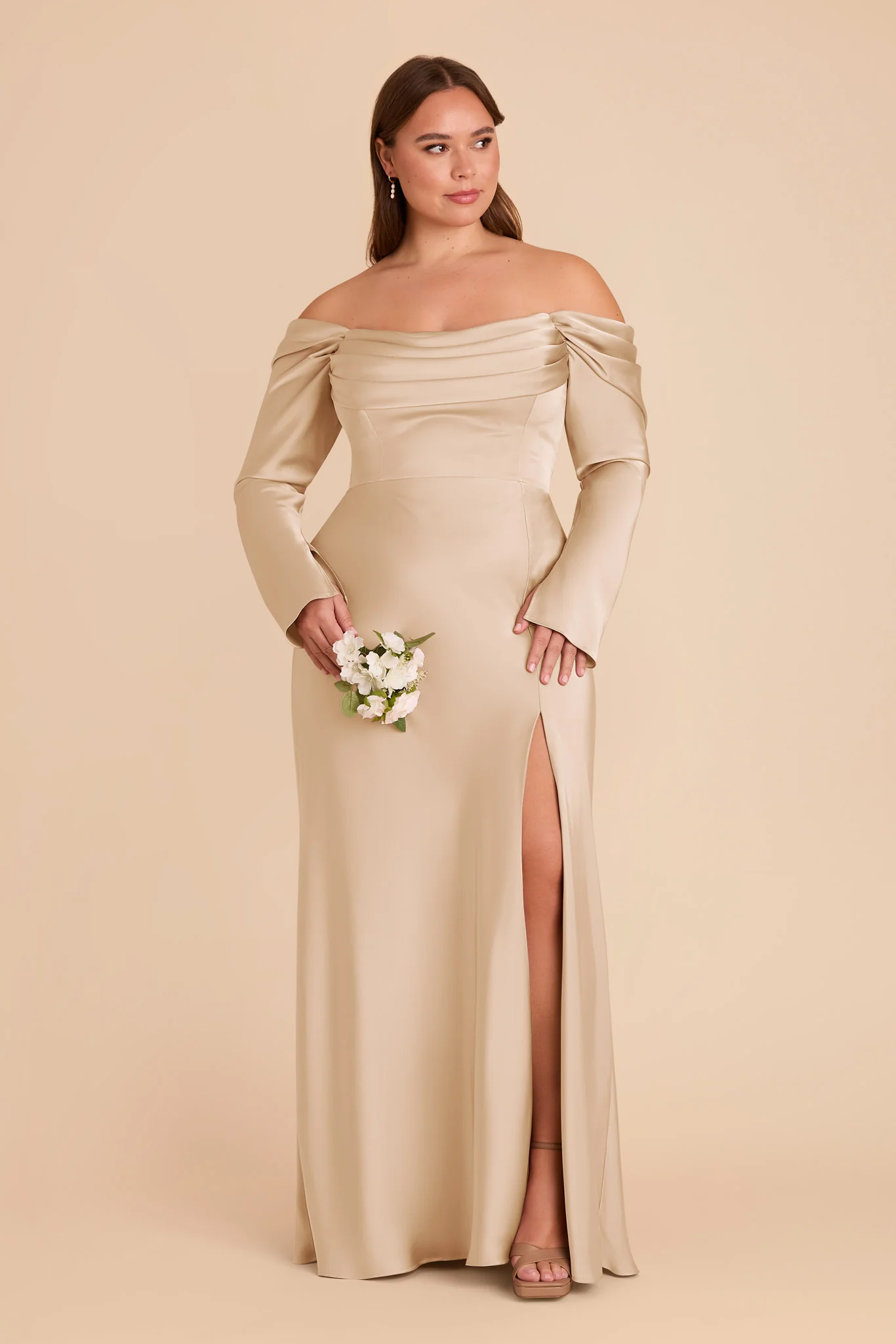 Maya Matte Satin Dress - Gold - Image 7