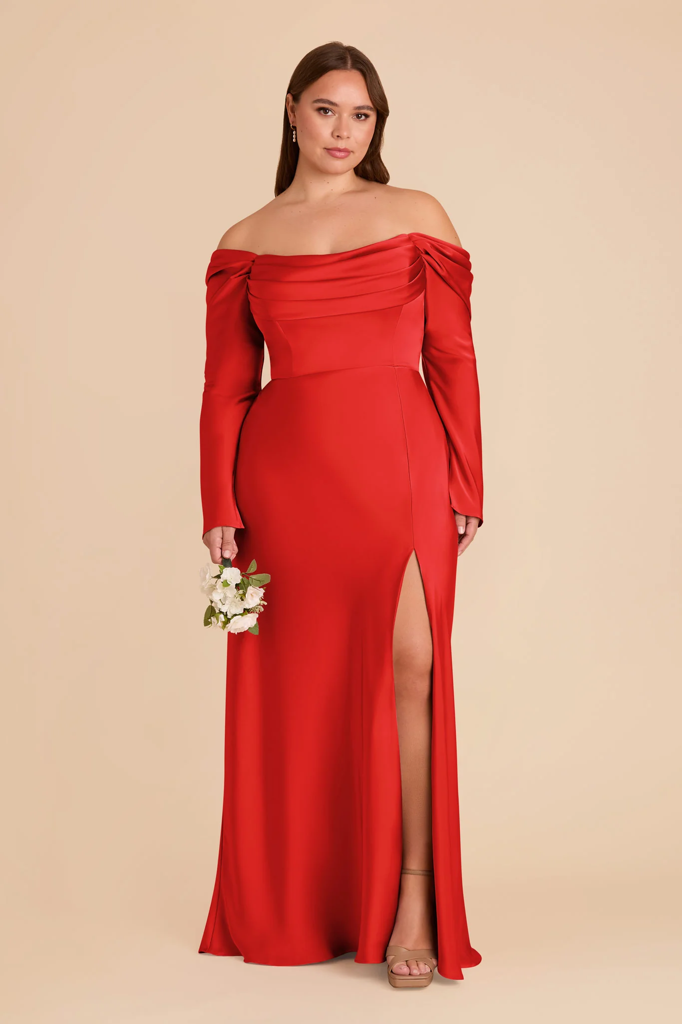 Maya Matte Satin Dress - Lipstick Red - Image 2