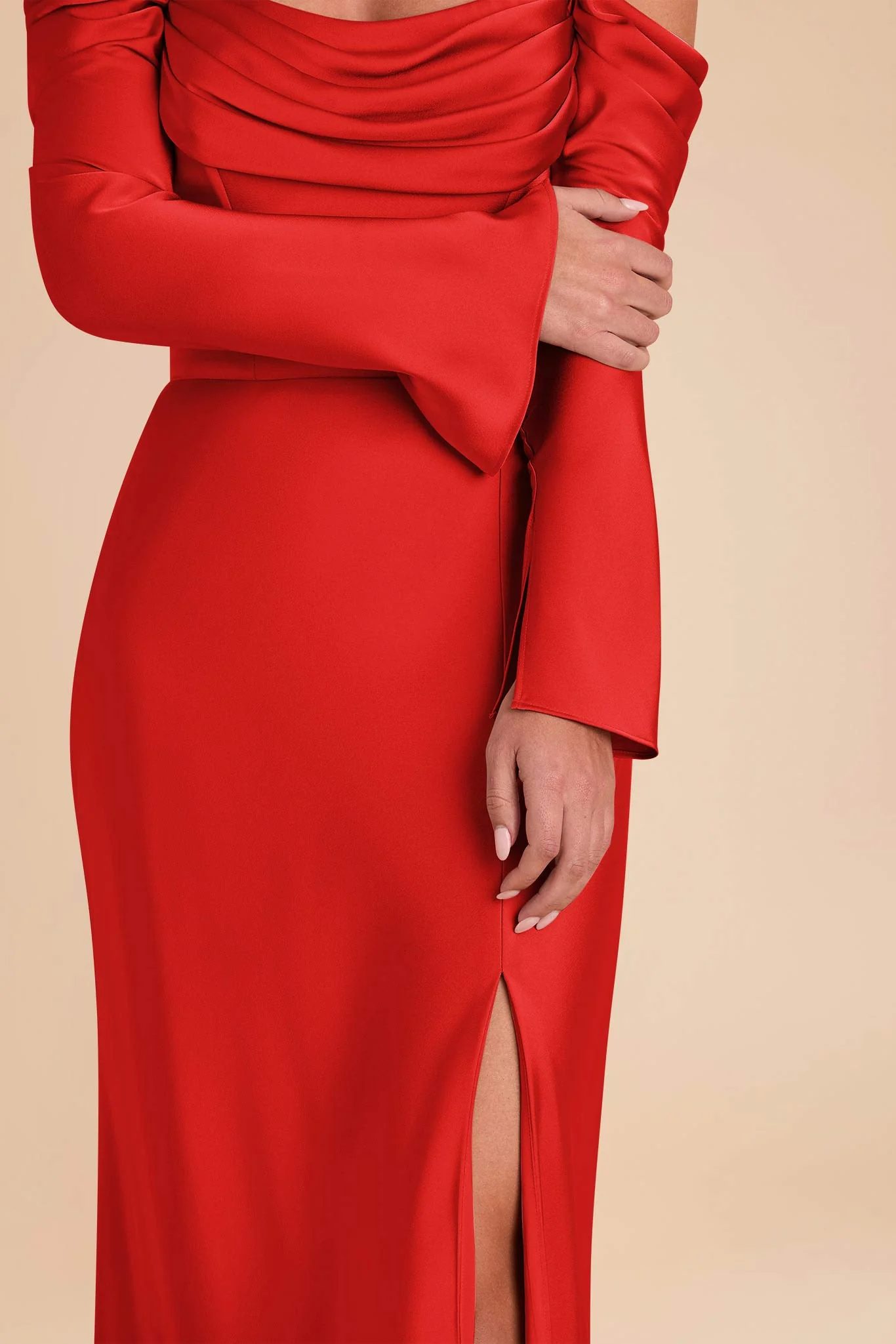 Maya Matte Satin Dress - Lipstick Red - Image 3