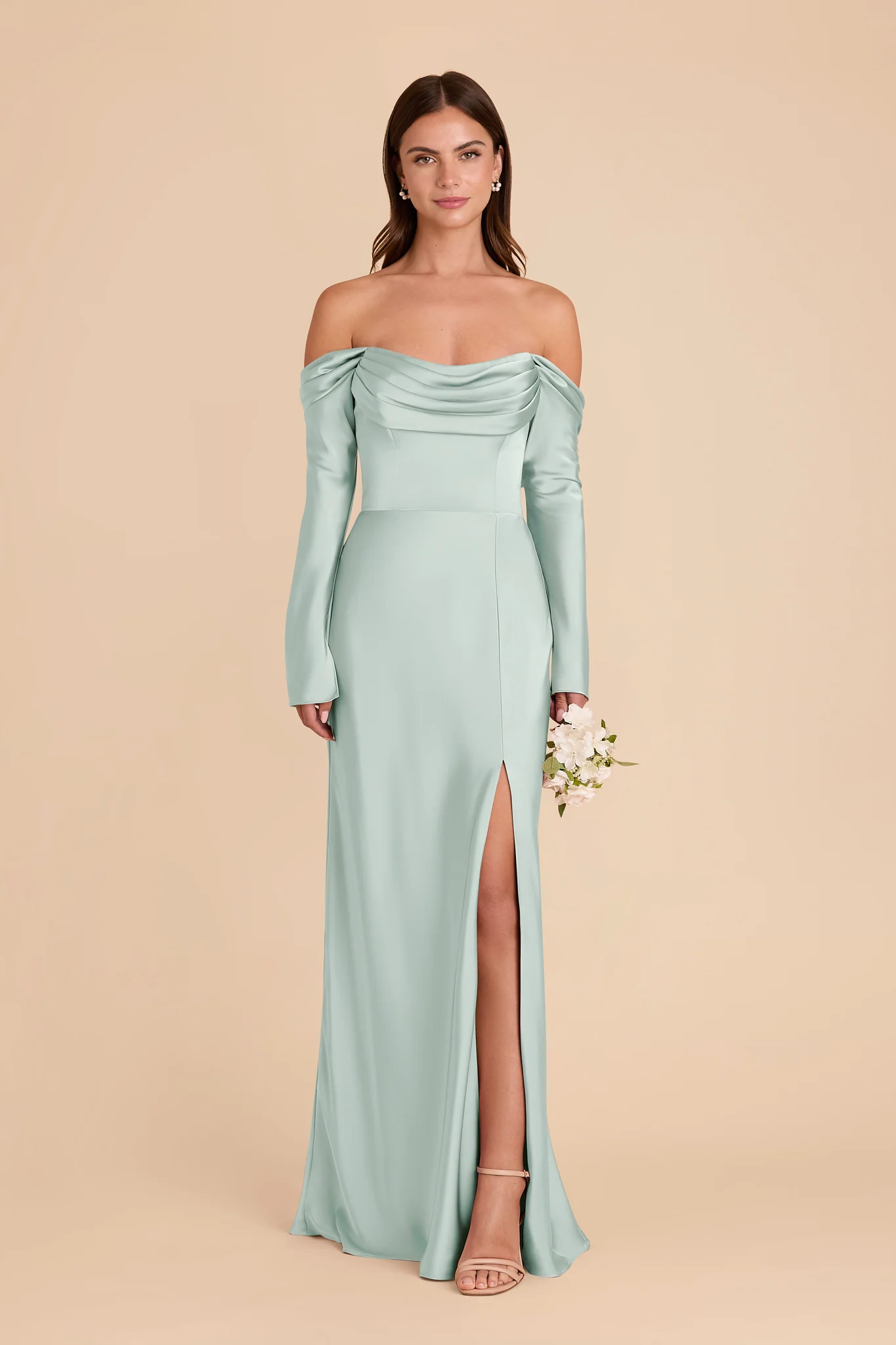 Maya Matte Satin Dress - Mint