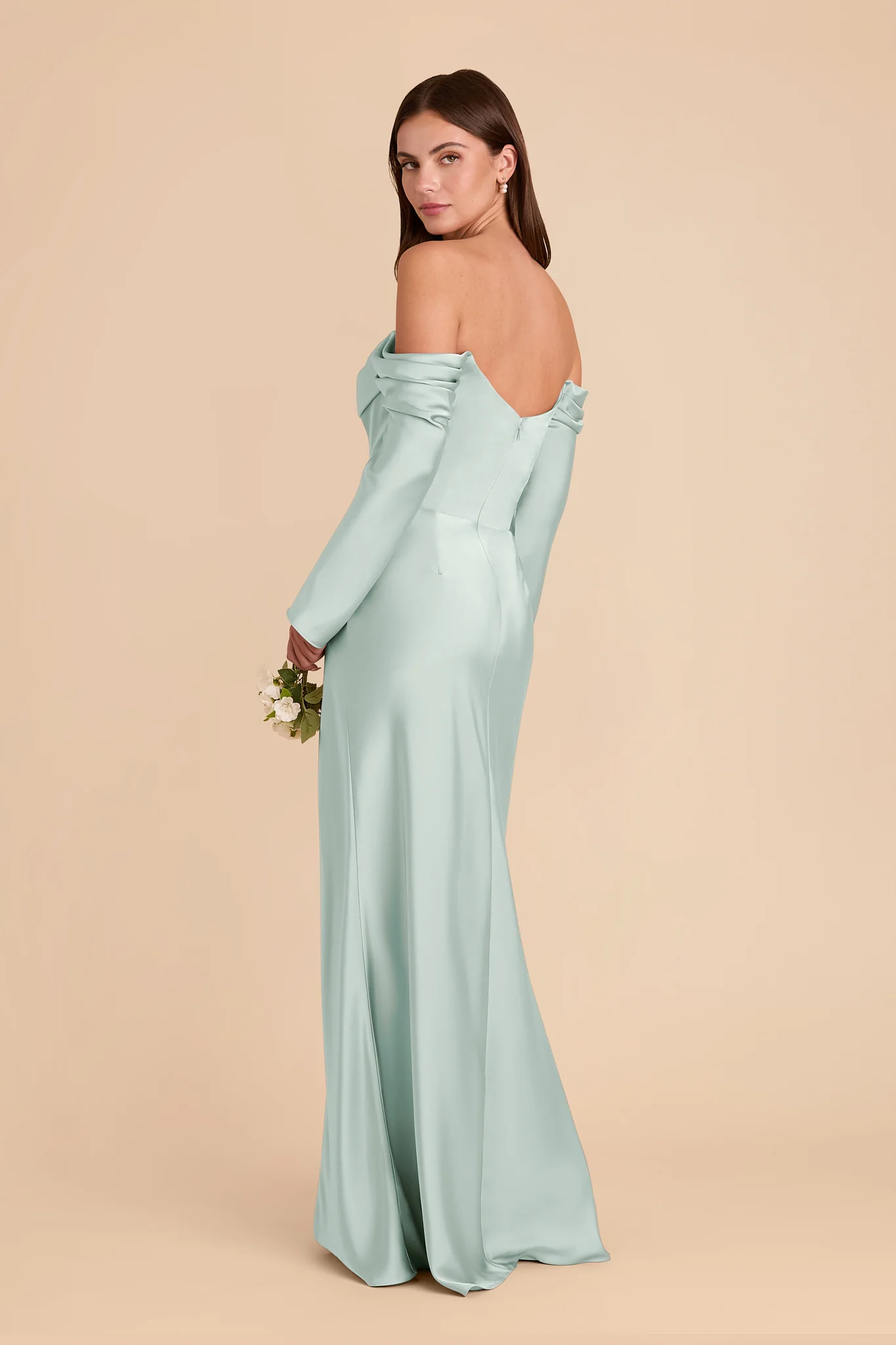Maya Matte Satin Dress - Mint - Image 3