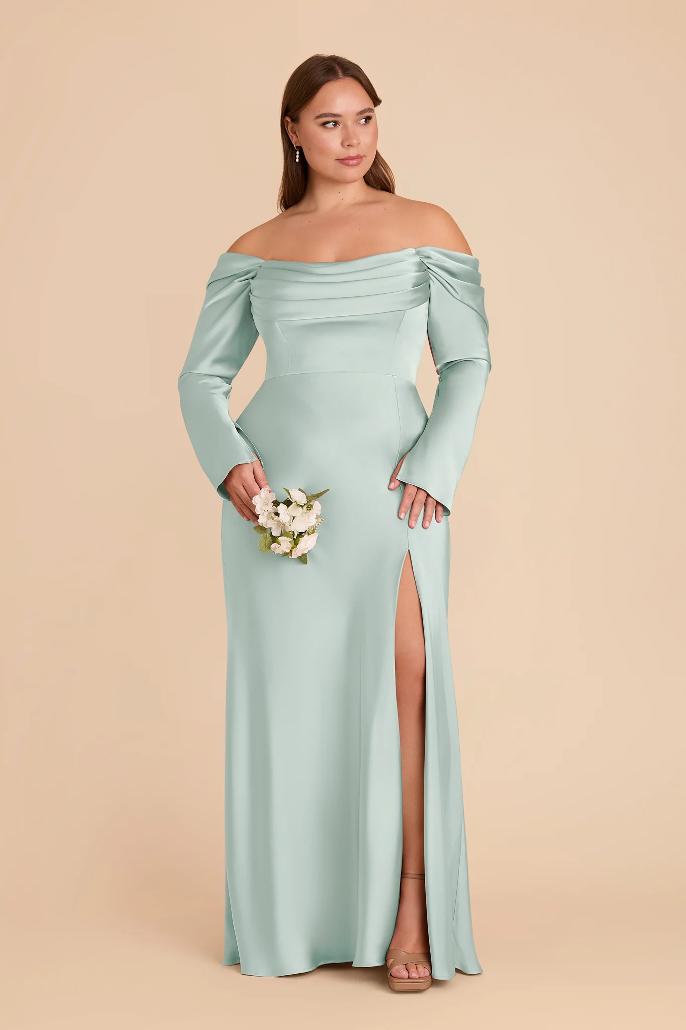 Maya Matte Satin Dress - Mint - Image 5