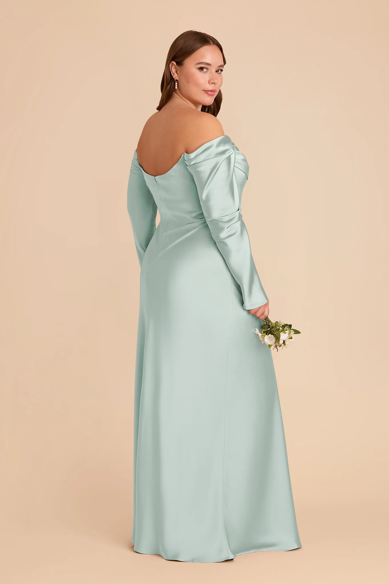 Maya Matte Satin Dress - Mint - Image 6