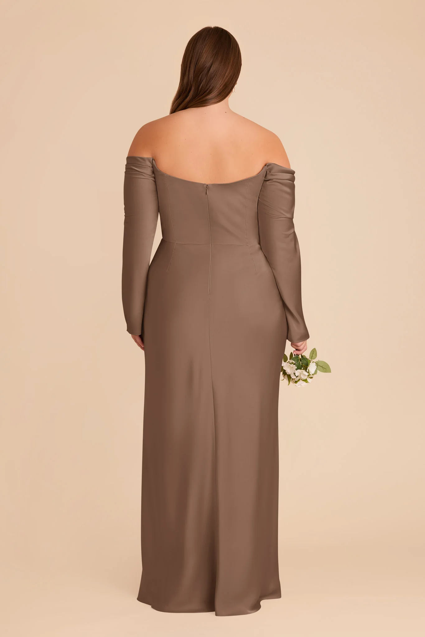 Maya Matte Satin Dress - Mocha - Image 10