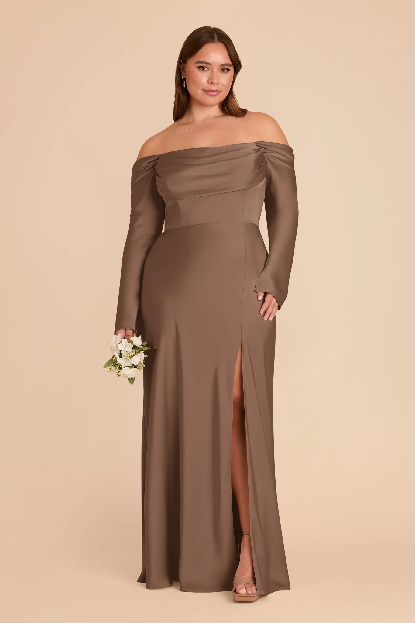 Maya Matte Satin Dress - Mocha - Image 2