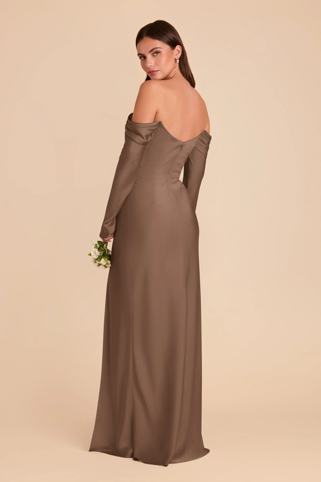 Maya Matte Satin Dress - Mocha - Image 5