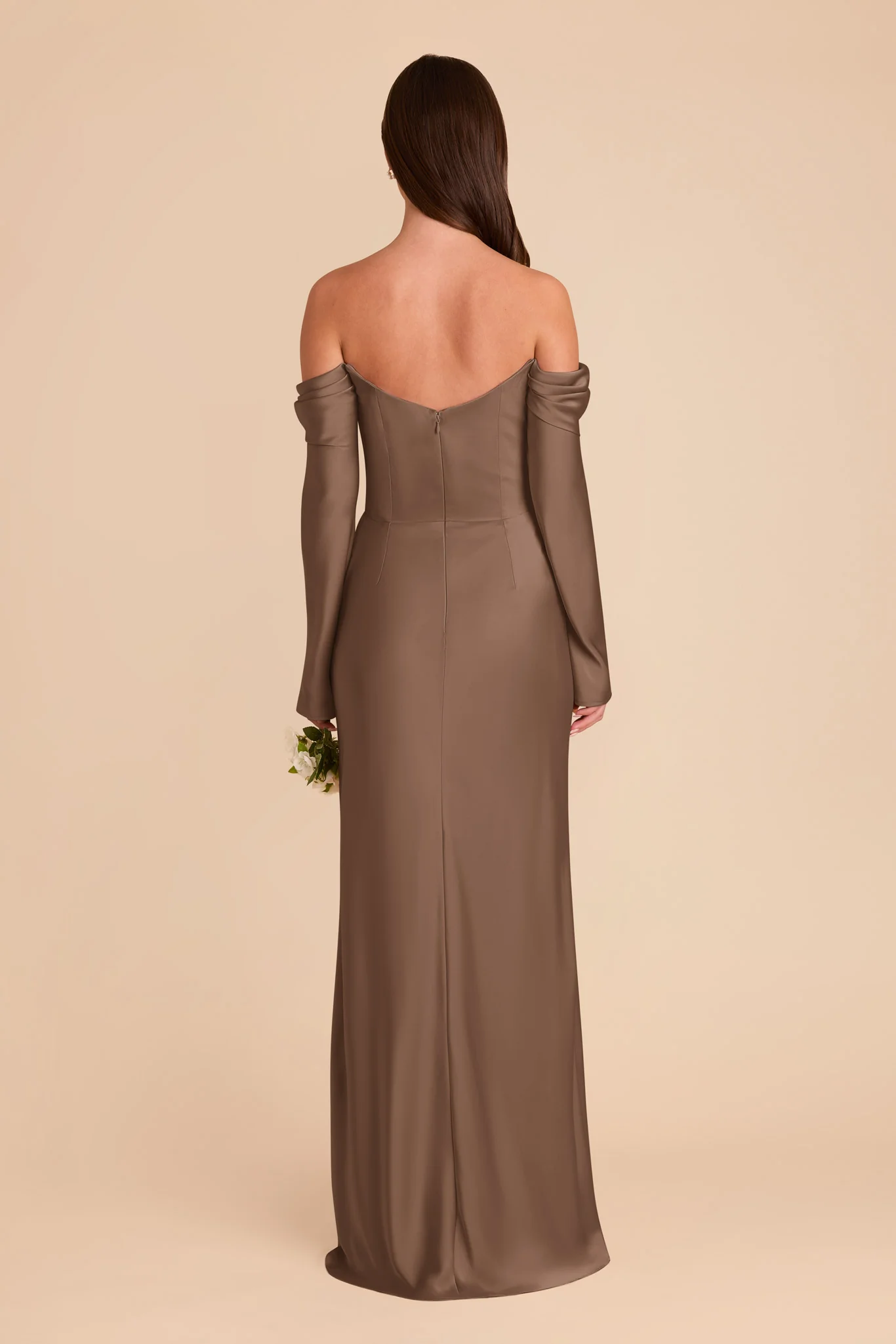 Maya Matte Satin Dress - Mocha - Image 6
