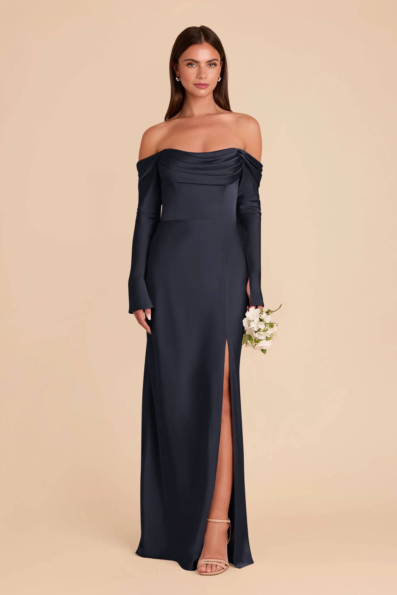 Maya Matte Satin Dress - Navy