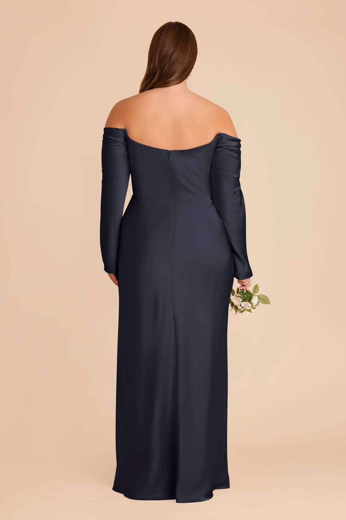 Maya Matte Satin Dress - Navy - Image 10