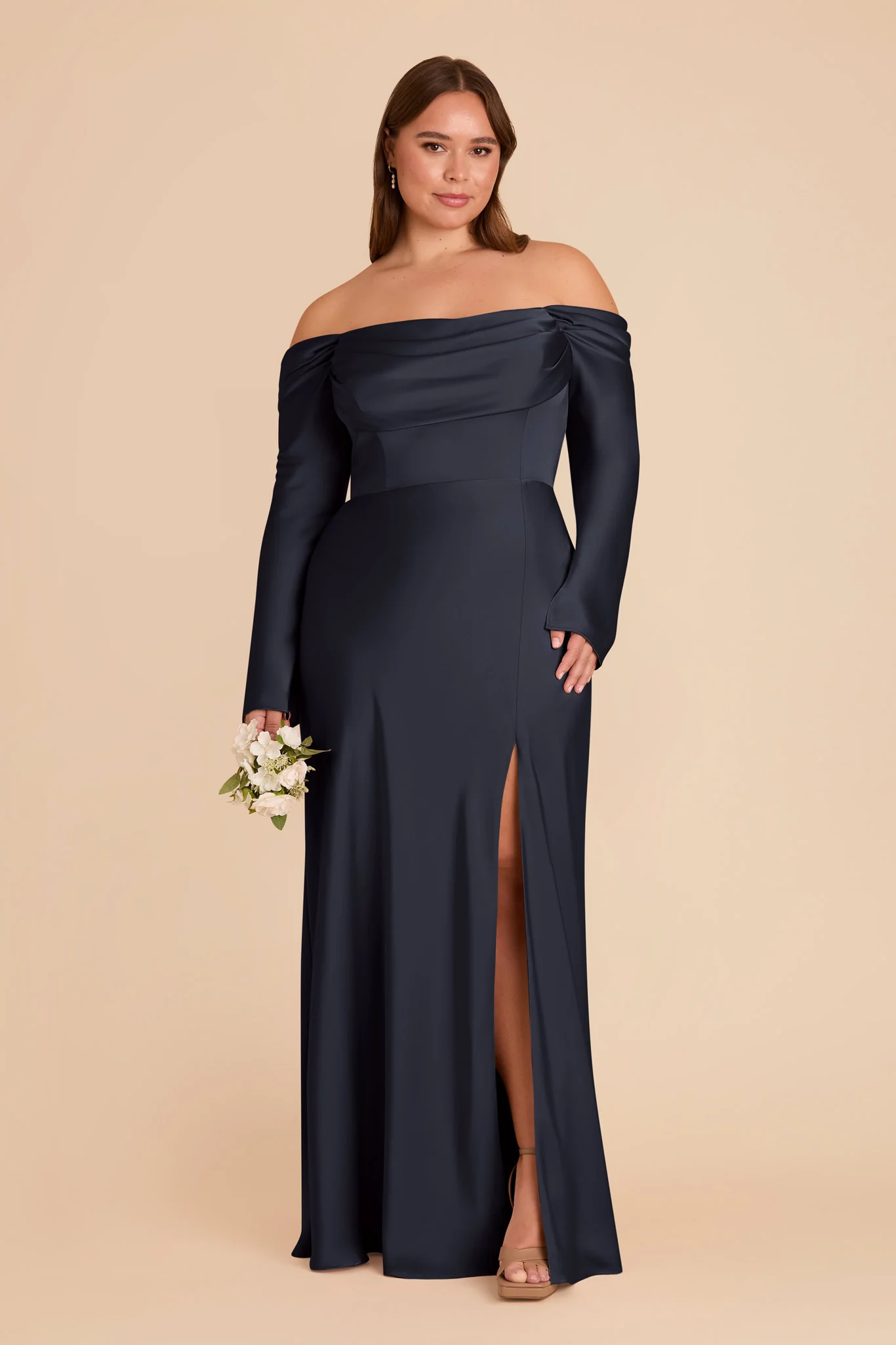 Maya Matte Satin Dress - Navy - Image 2