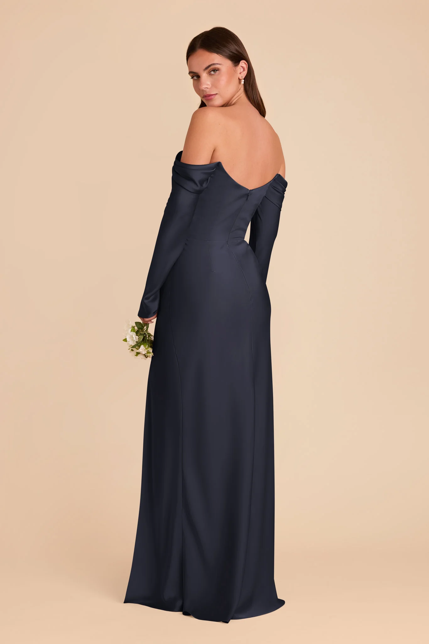 Maya Matte Satin Dress - Navy - Image 5