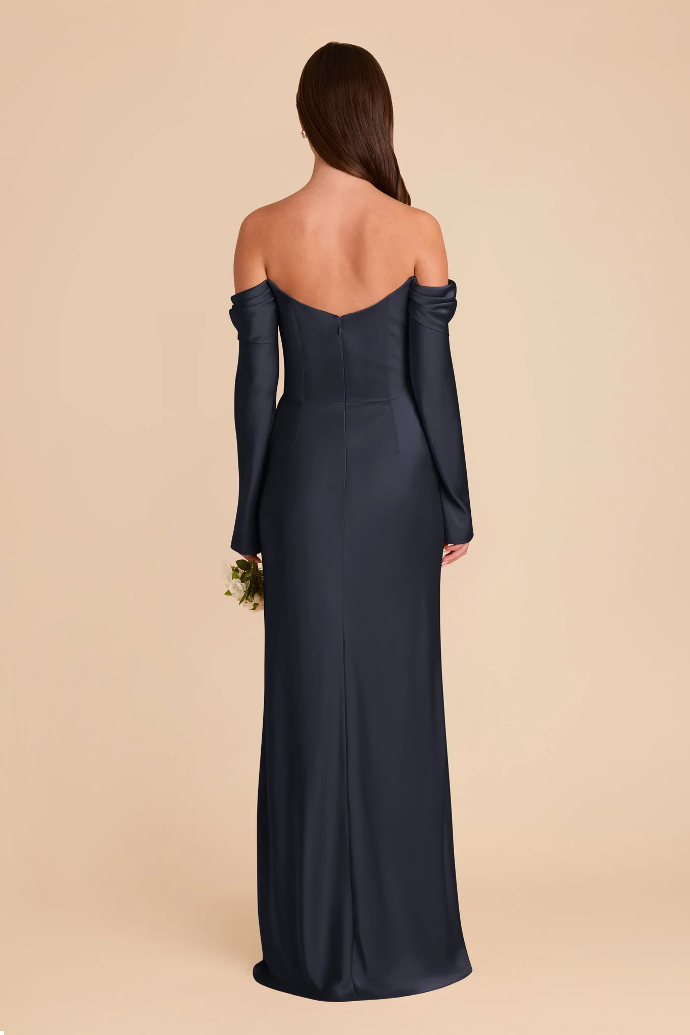 Maya Matte Satin Dress - Navy - Image 6