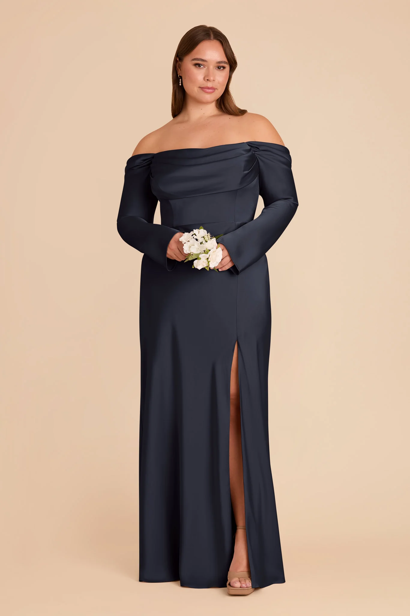 Maya Matte Satin Dress - Navy - Image 7