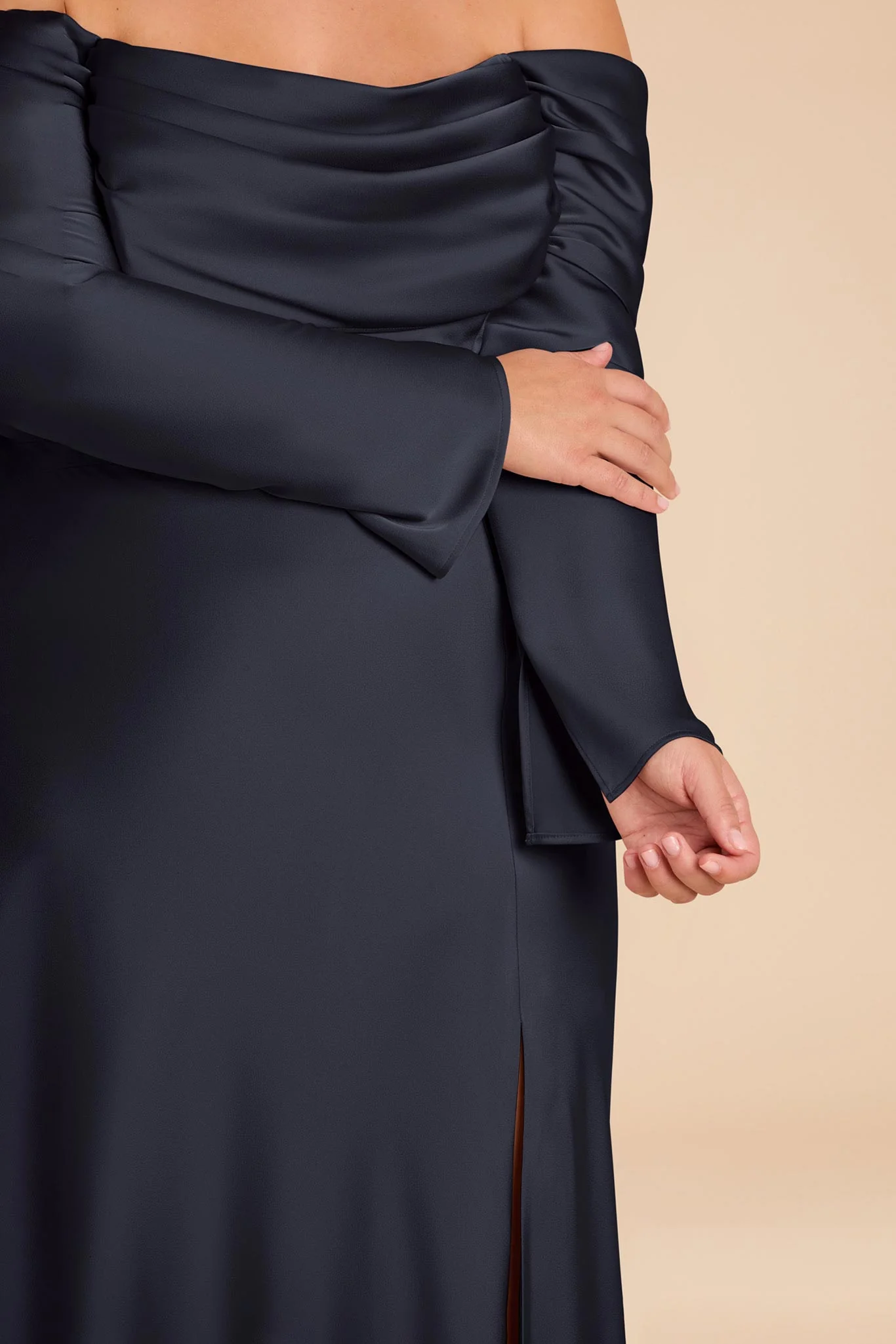 Maya Matte Satin Dress - Navy - Image 8