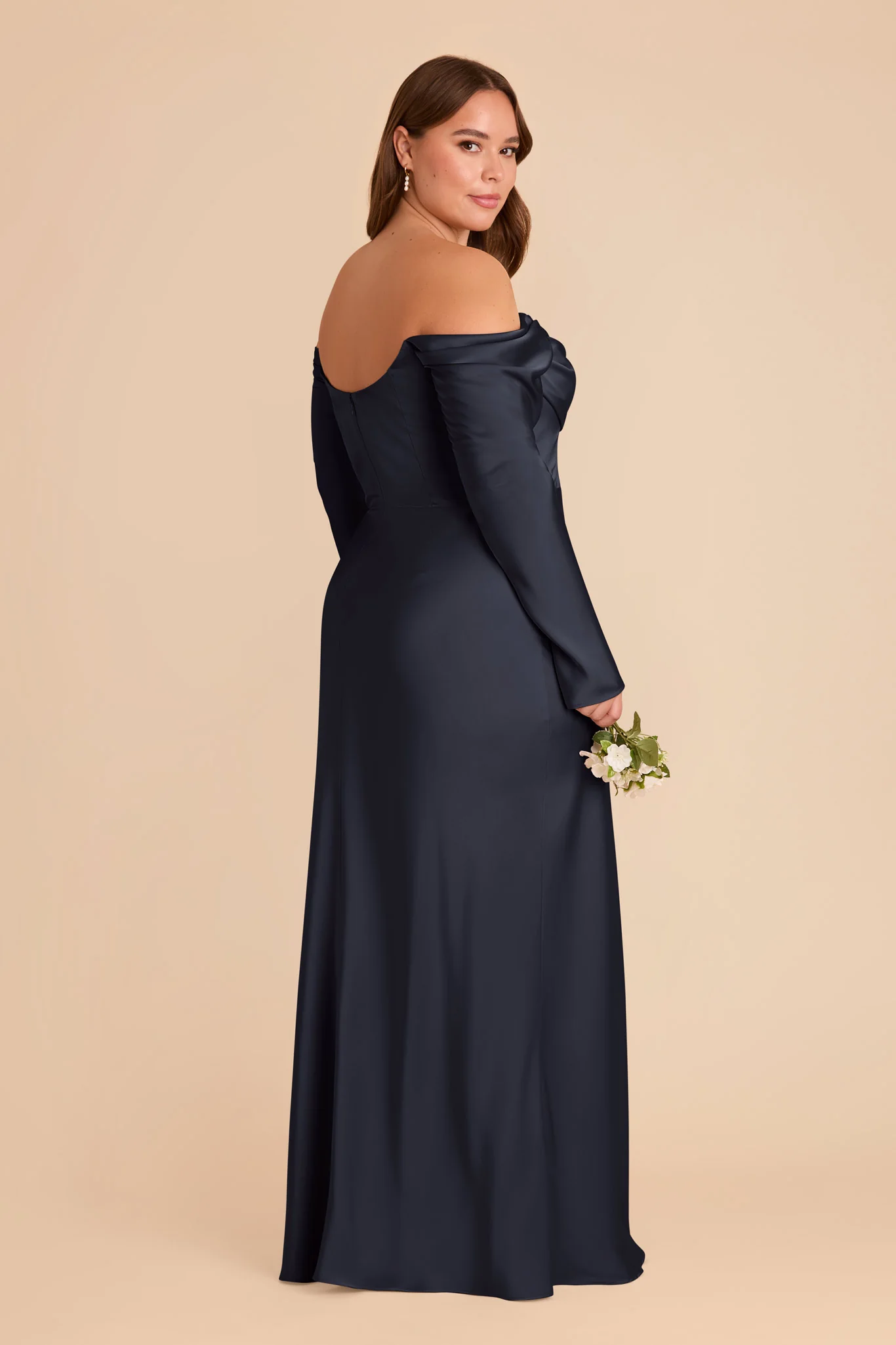 Maya Matte Satin Dress - Navy - Image 9