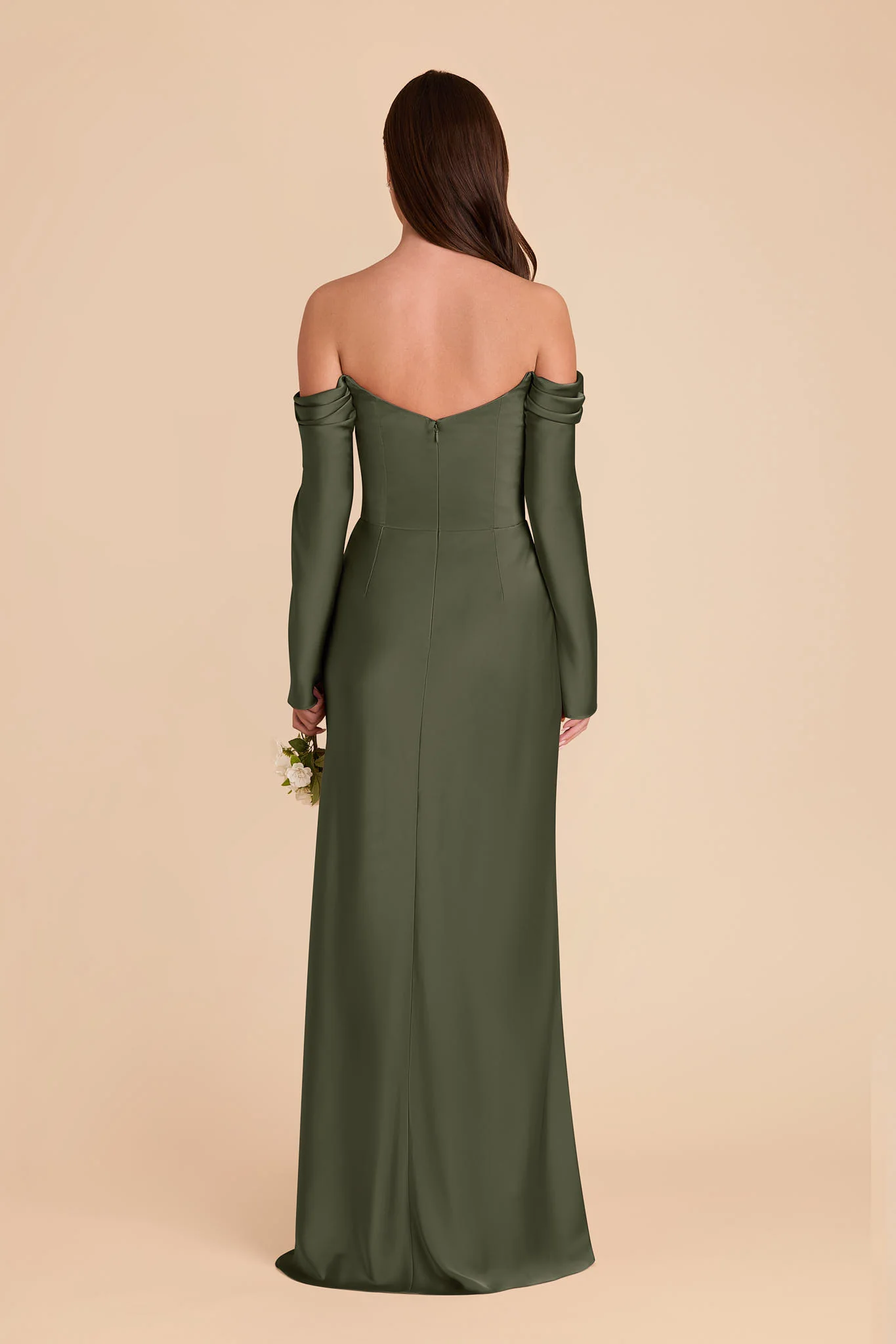 Maya Matte Satin Dress - Olive - Image 4