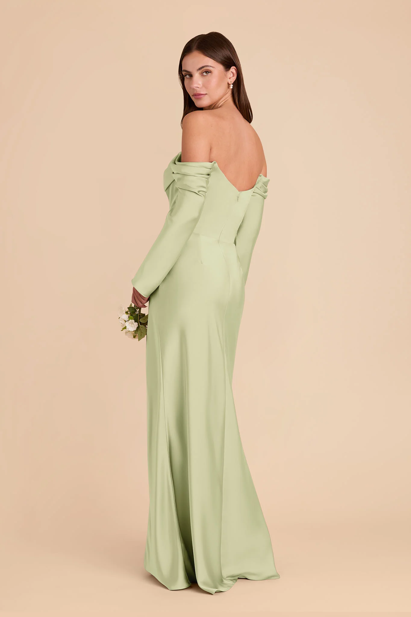 Maya Matte Satin Dress - Pale Pistachio - Image 3