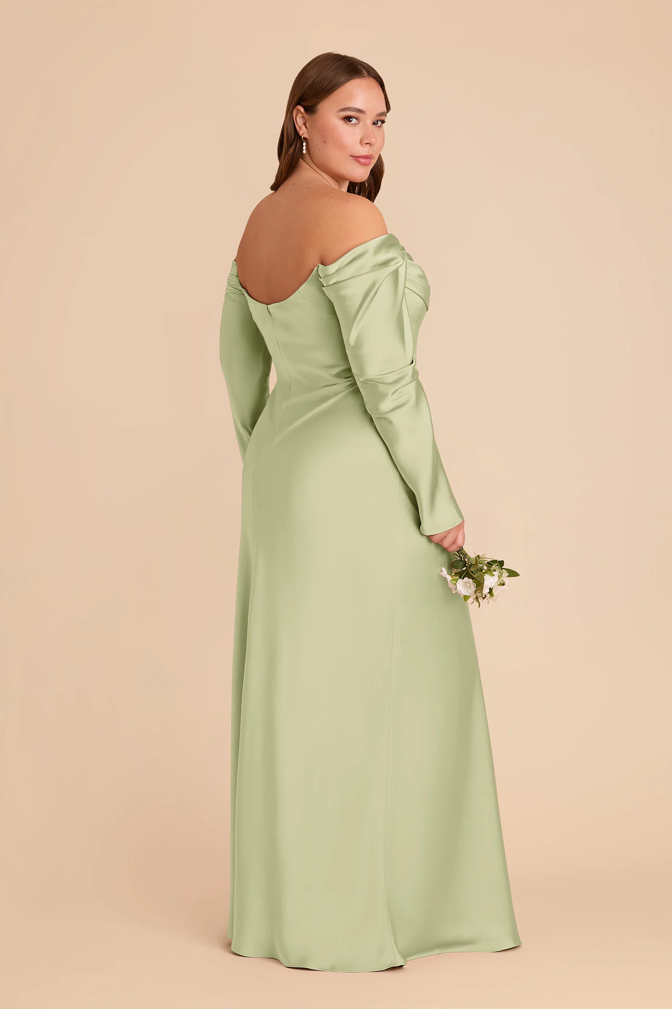 Maya Matte Satin Dress - Pale Pistachio - Image 6