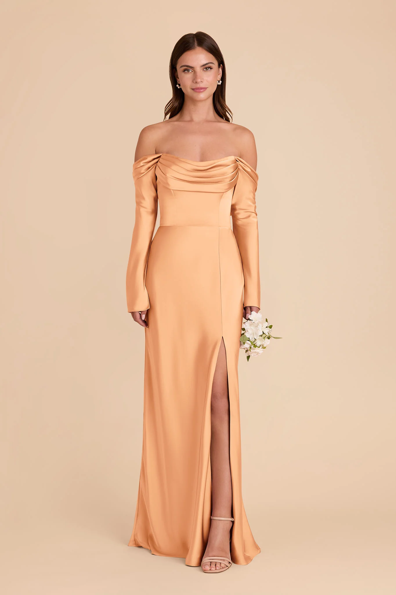 Maya Matte Satin Dress - Peach