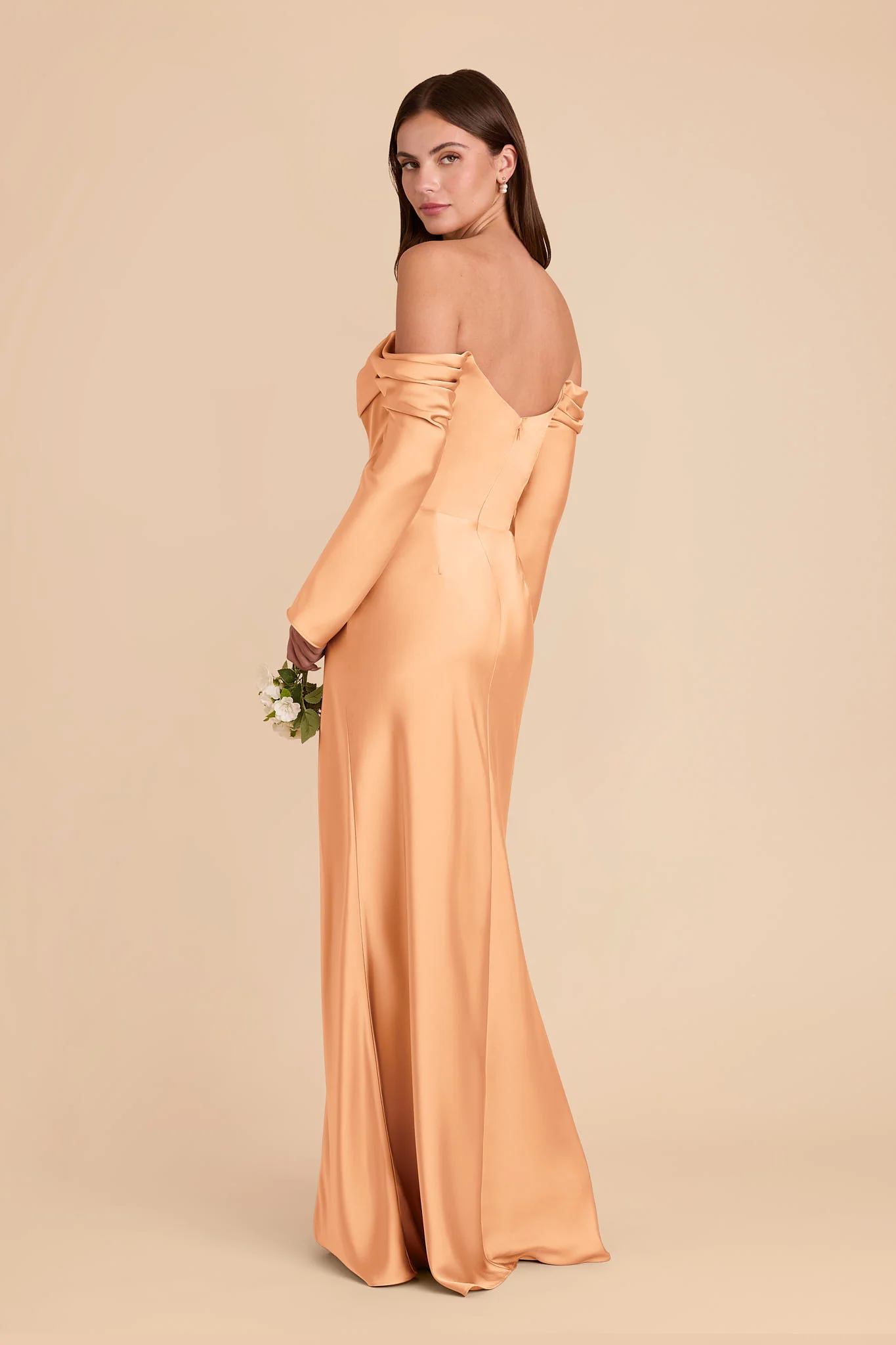 Maya Matte Satin Dress - Peach - Image 3