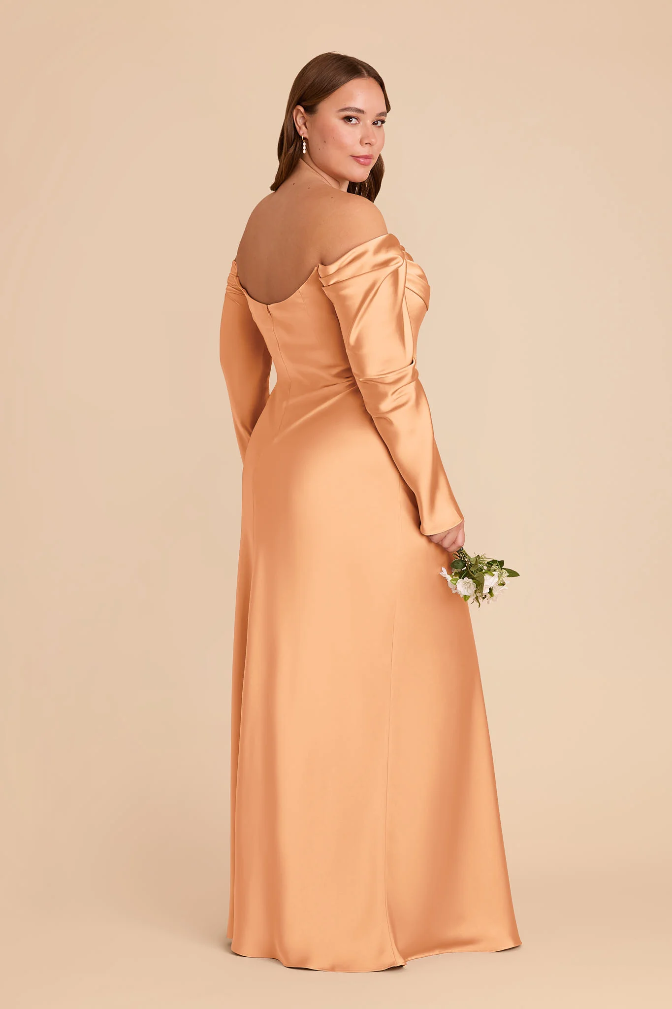Maya Matte Satin Dress - Peach - Image 6