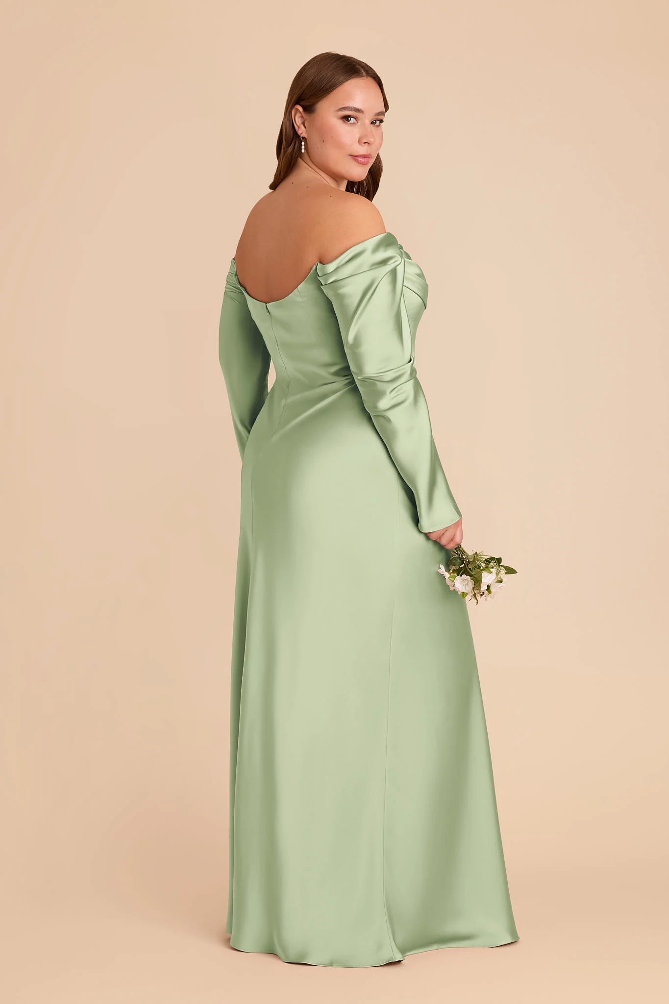 Maya Matte Satin Dress - Pistachio - Image 6