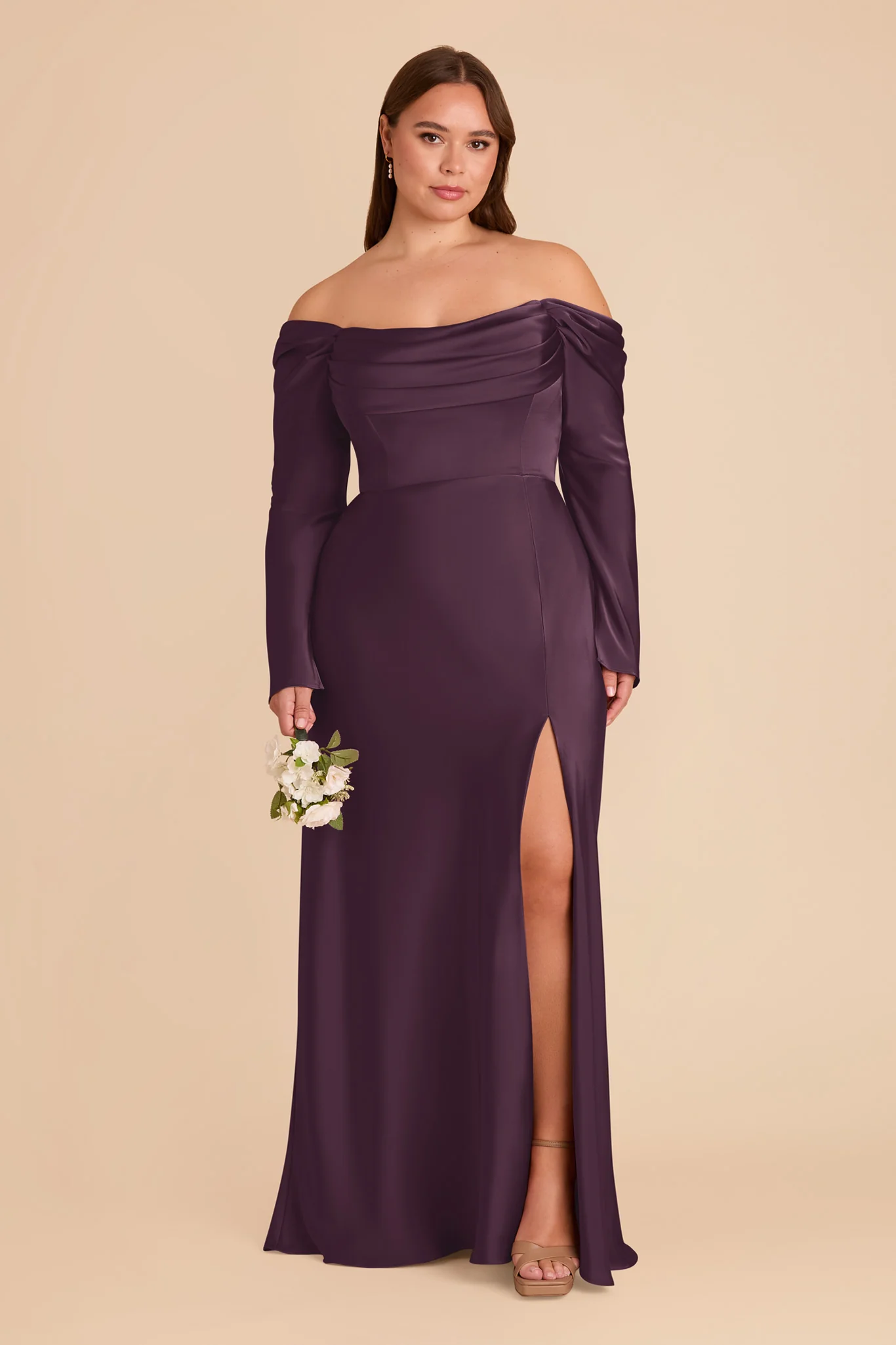 Maya Matte Satin Dress - Plum - Image 2