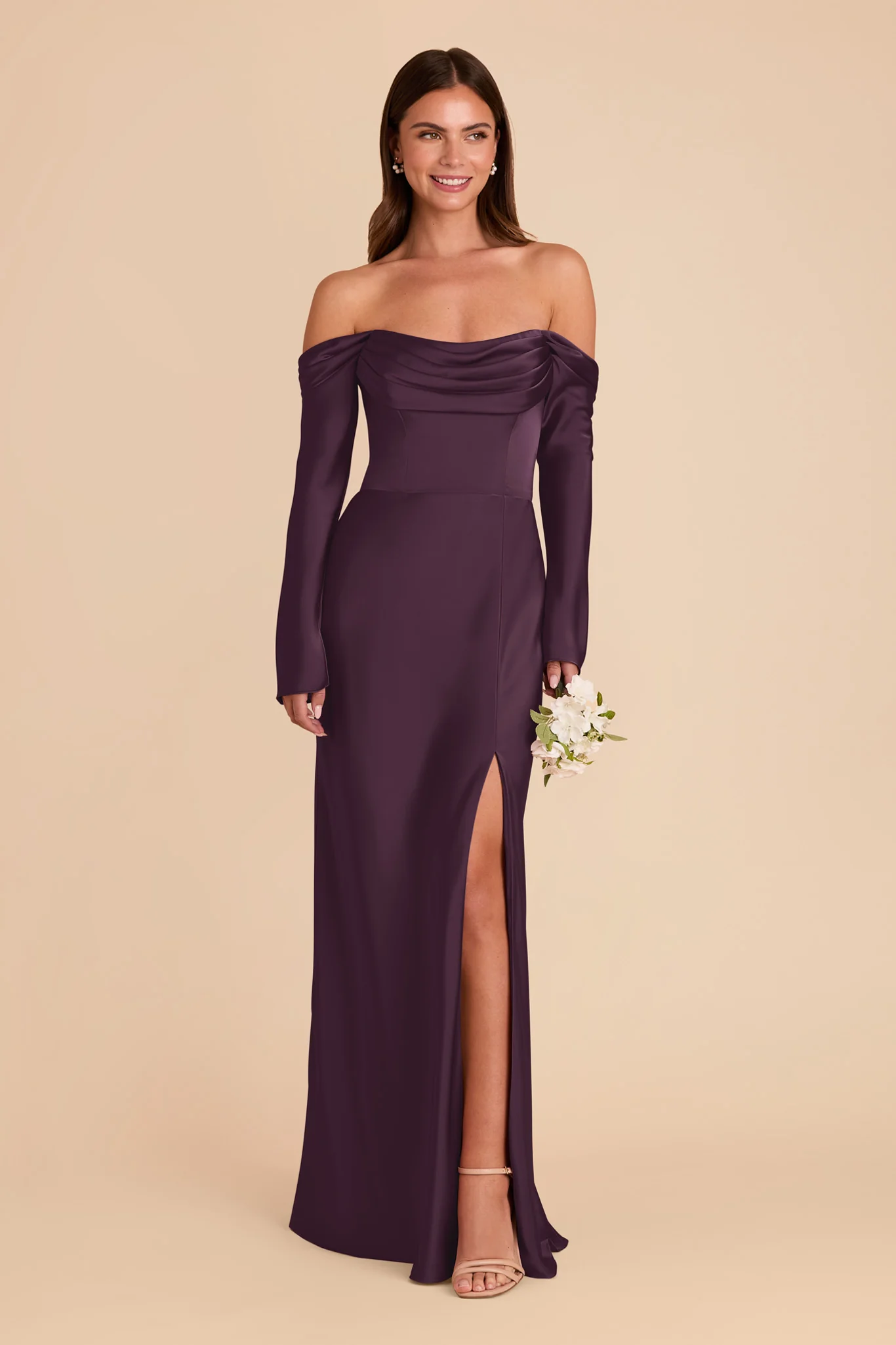 Maya Matte Satin Dress - Plum - Image 4