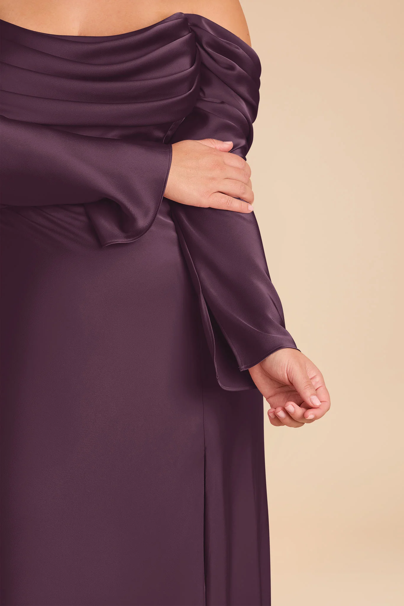 Maya Matte Satin Dress - Plum - Image 7