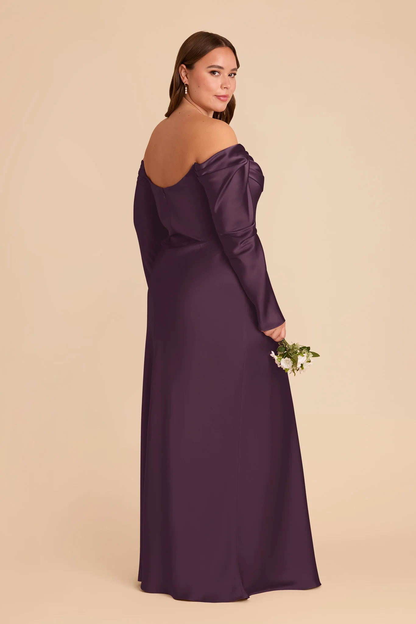 Maya Matte Satin Dress - Plum - Image 9