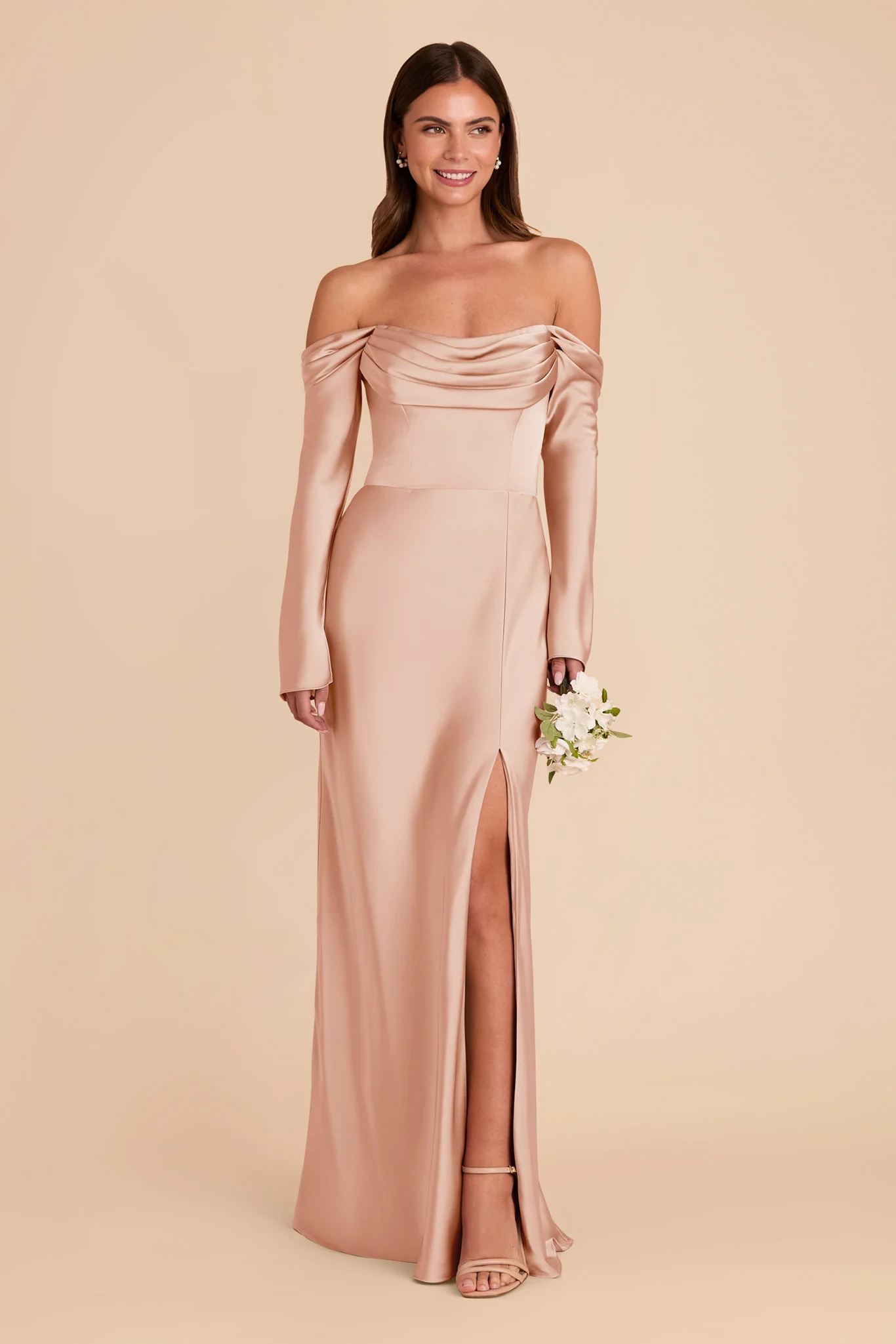 Maya Matte Satin Dress - Rose Gold - Image 3