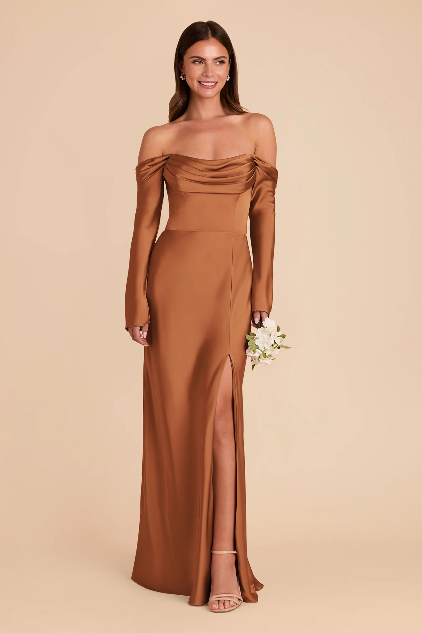 Maya Matte Satin Dress - Rust - Image 3