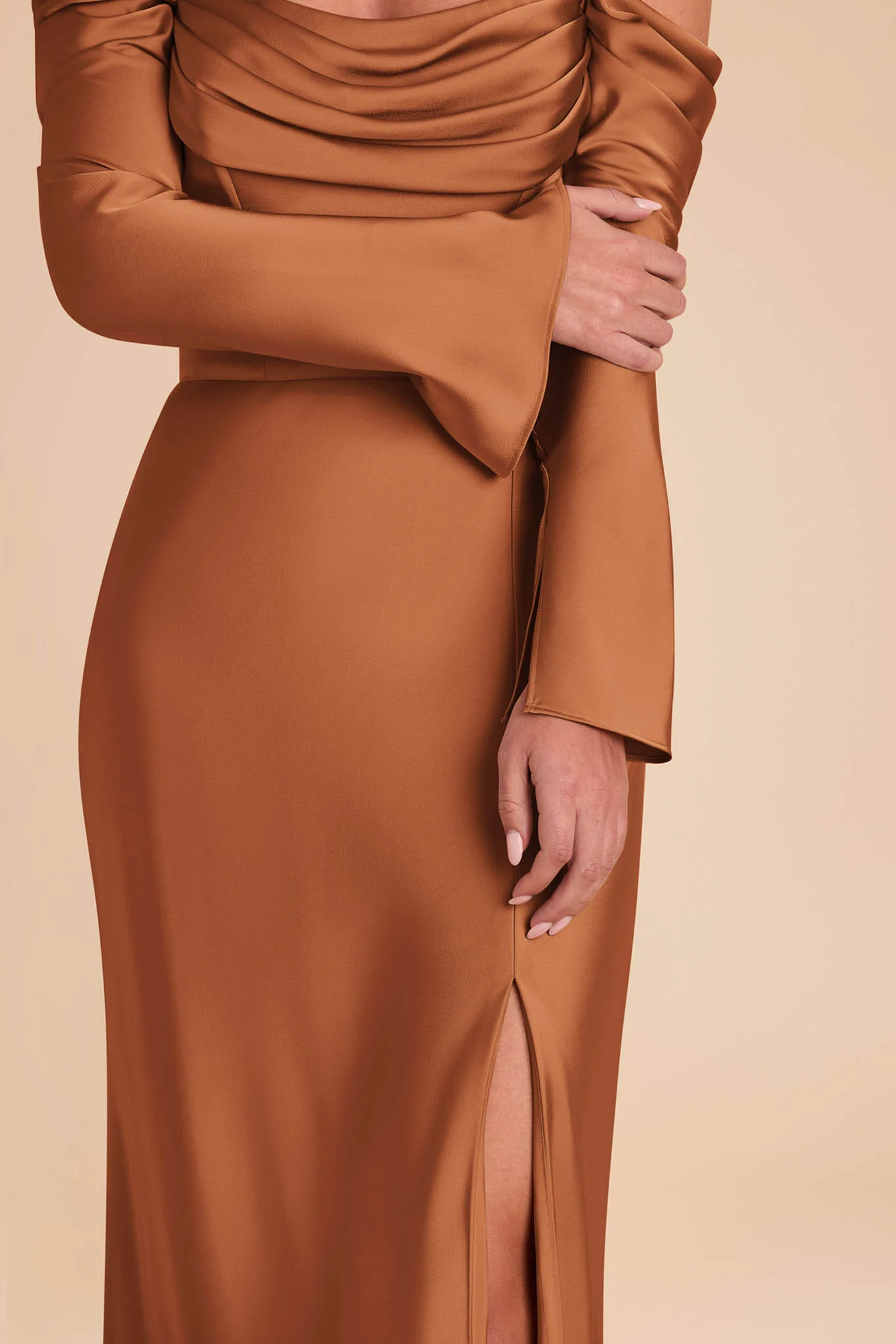 Maya Matte Satin Dress - Rust - Image 4