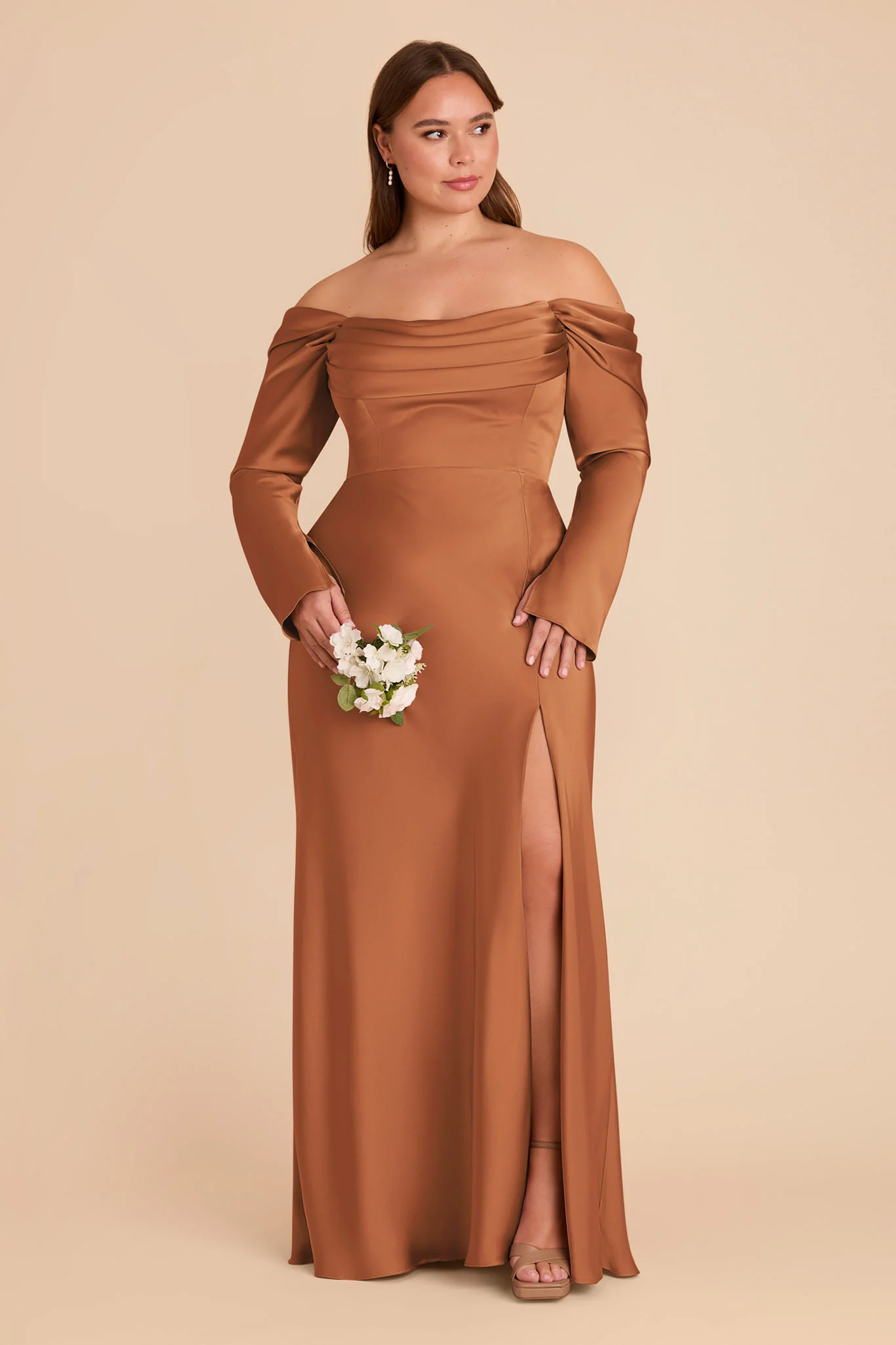 Maya Matte Satin Dress - Rust - Image 7